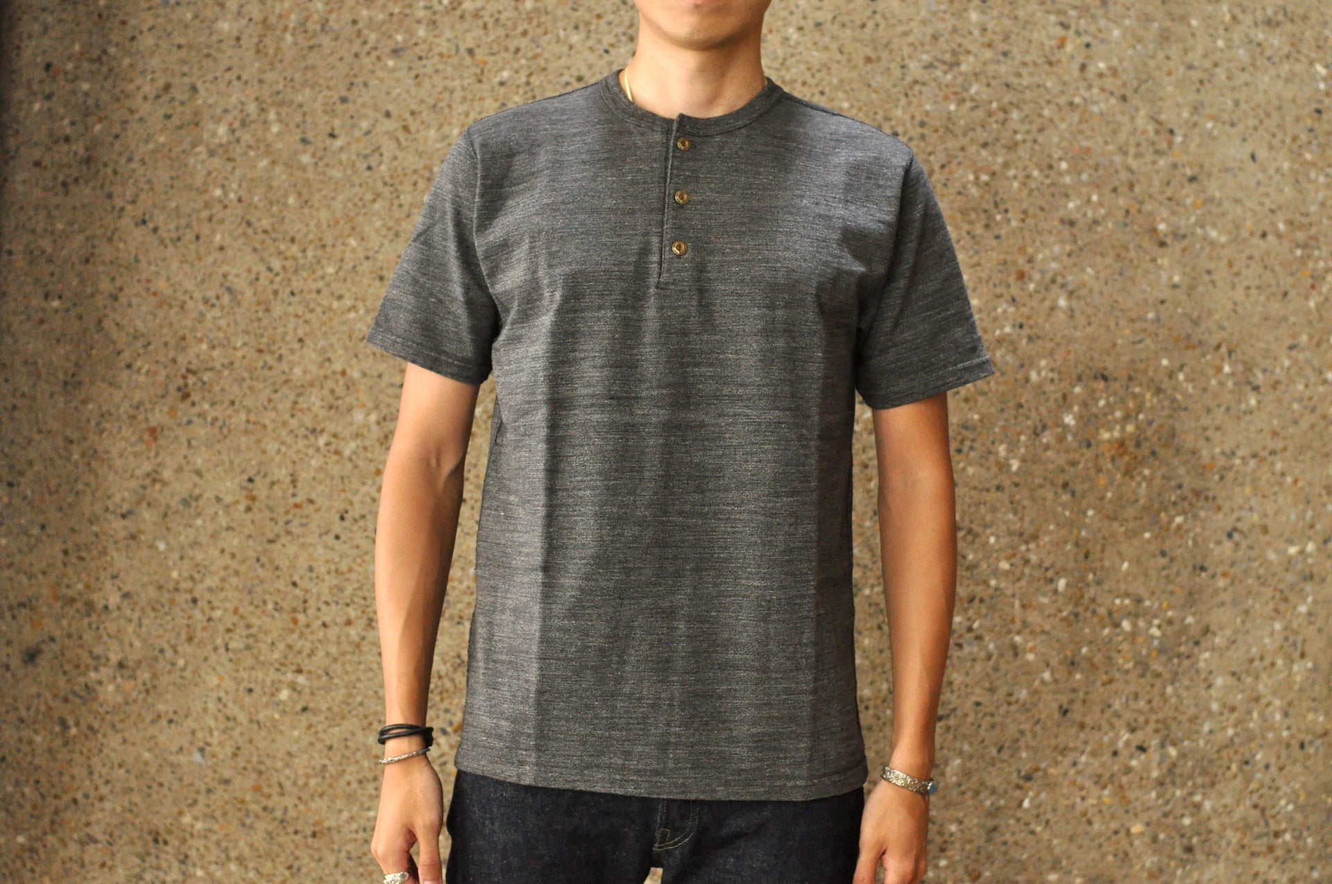 Studio D'Artisan X CORLECTION 7.5oz 'Suvin Gold' Ultimate Loopwheeled Henley Tee (Heather Ink)