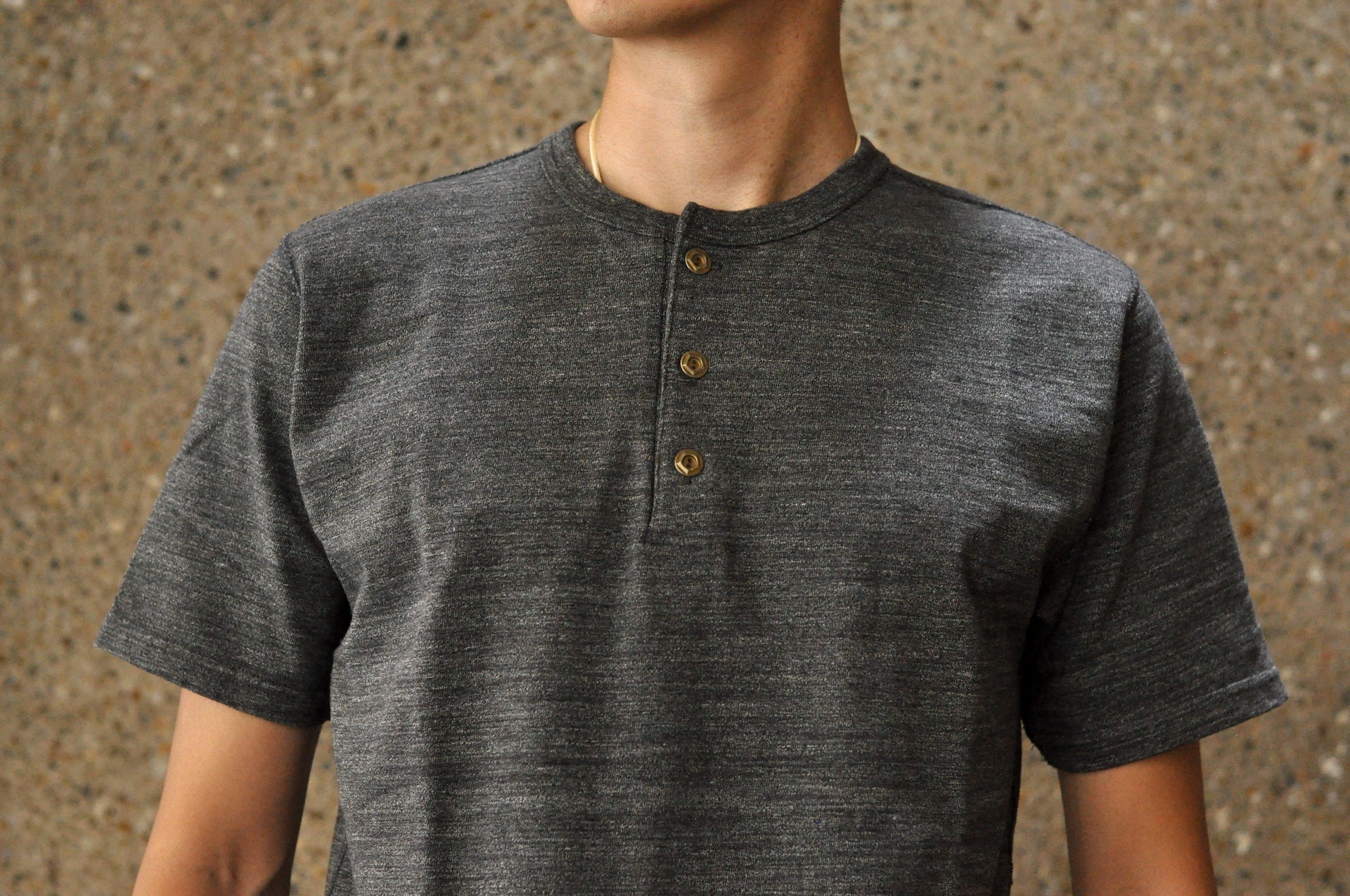 Studio D'Artisan X CORLECTION 7.5oz 'Suvin Gold' Ultimate Loopwheeled Henley Tee (Heather Ink)