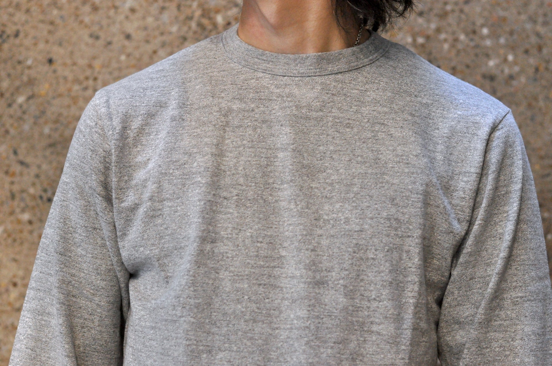 Warehouse 5.5oz "Bamboo Textured" L/S Plain Tee (Gray)