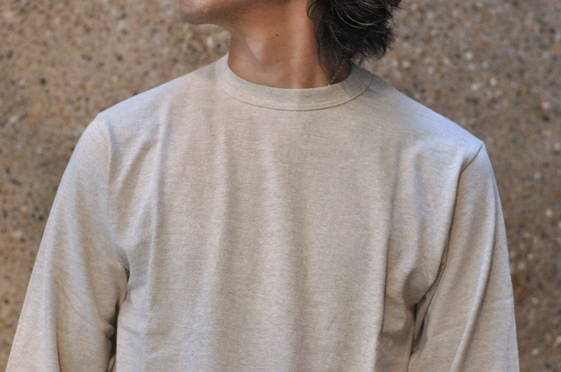 Warehouse 5.5oz "Bamboo Textured" L/S Plain Tee (Oatmeal)