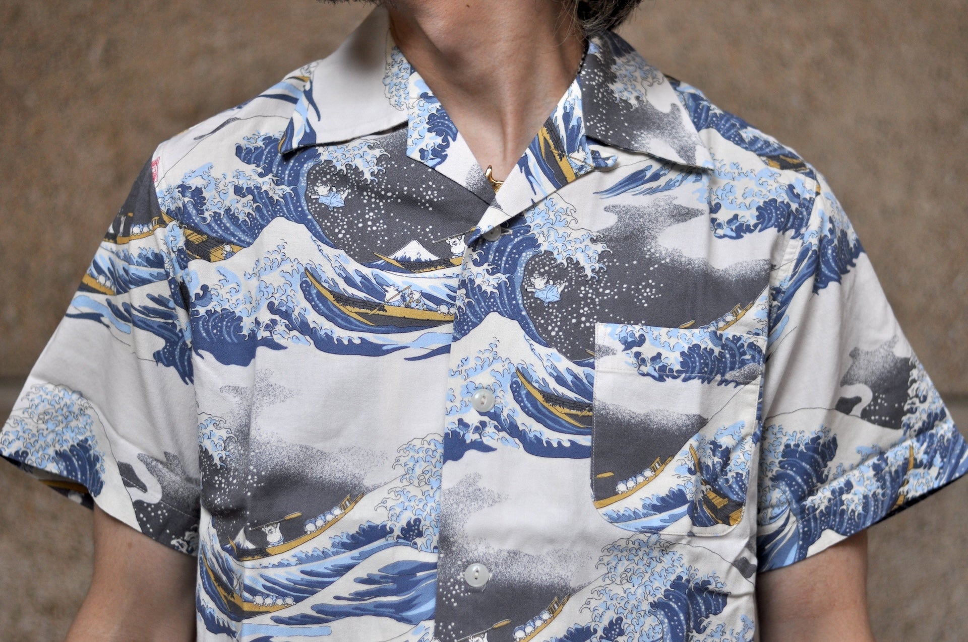 Studio D'Artisan "The Great Wave" Aloha S/S Shirt (Ivory)