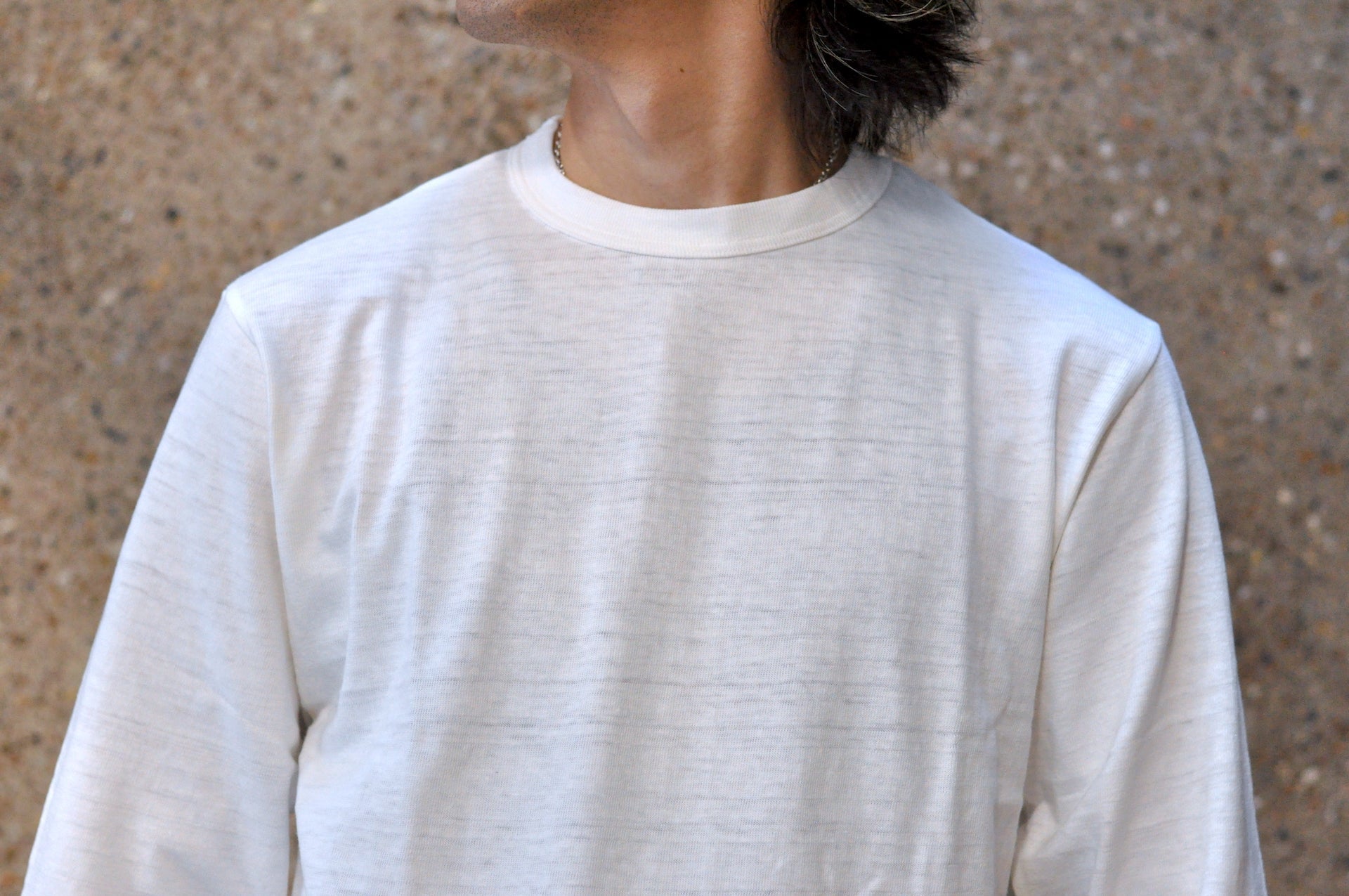 Warehouse 5.5oz "Bamboo Textured" L/S Plain Tee (White)