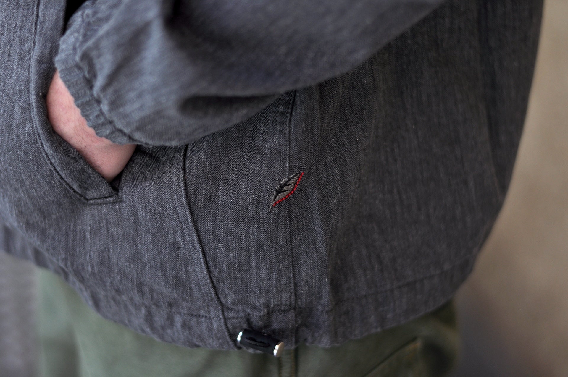 Pure Blue Japan "All-Seasons" HBT Hooded Pullover (Heather Grey X Black)