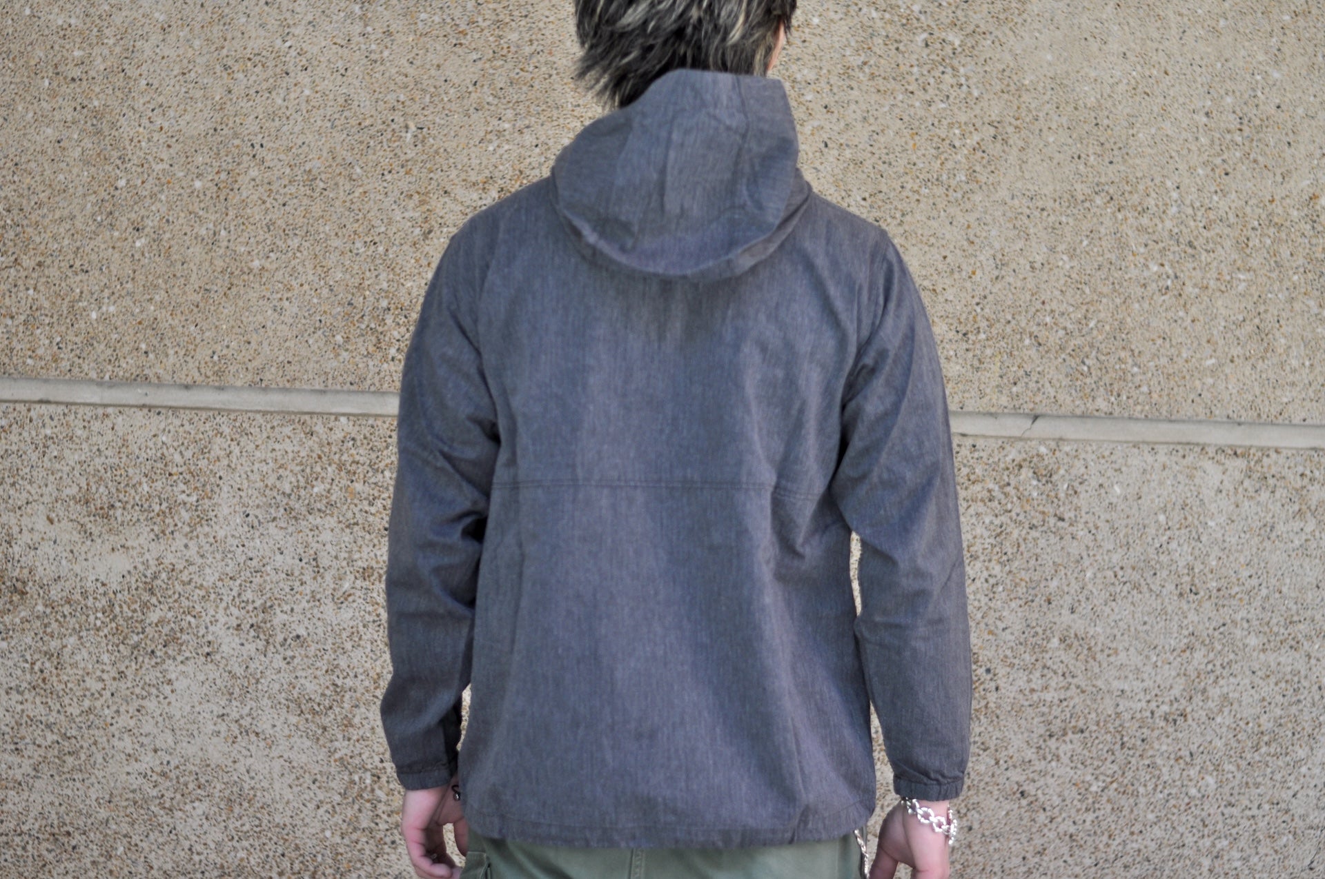 Pure Blue Japan "All-Seasons" HBT Hooded Pullover (Heather Grey X Black)