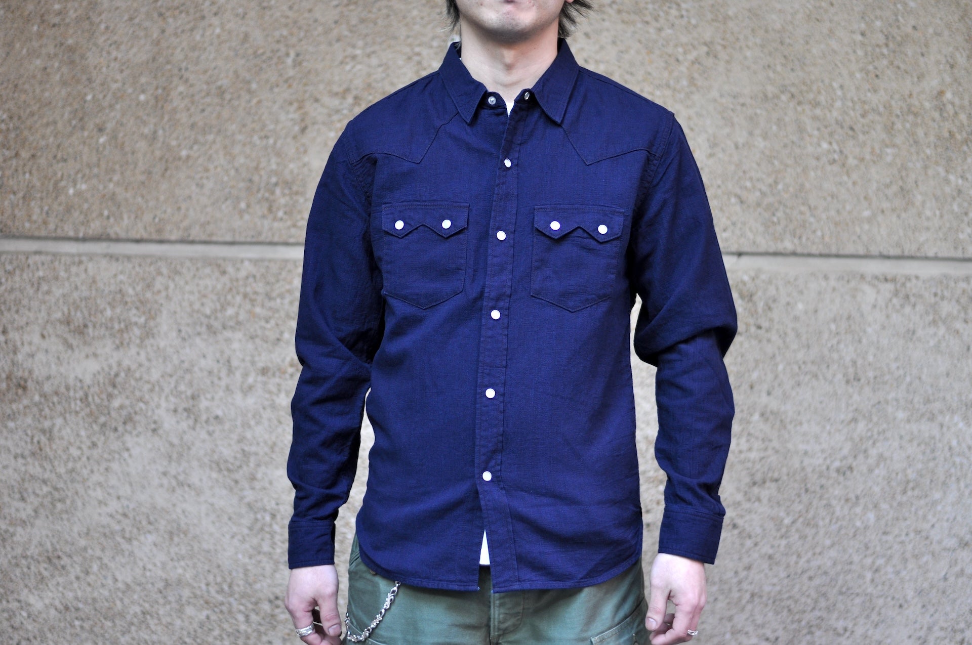 The Flat Head Indigo Dyed Selvage Dobby Western Shirt