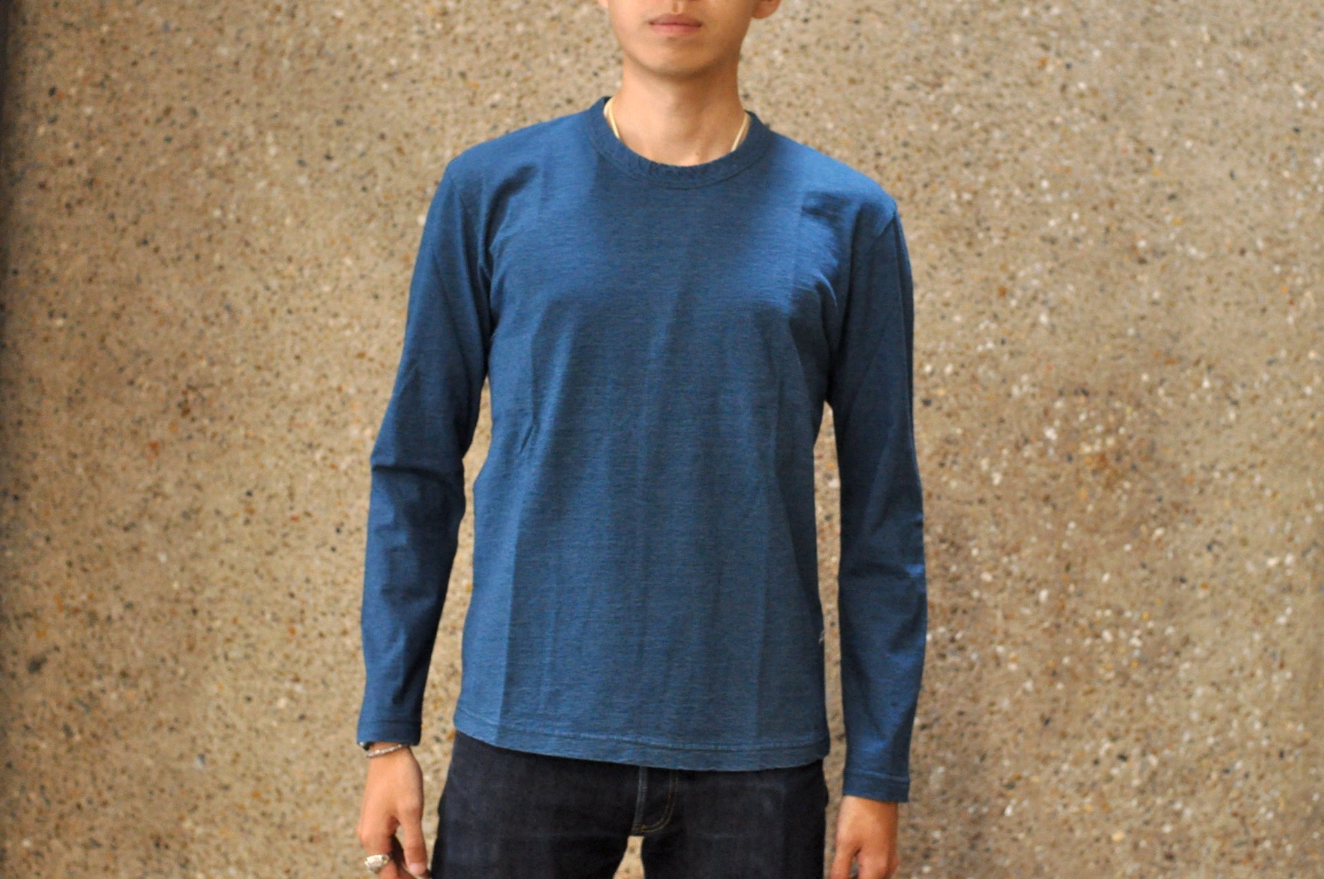Pure Blue Japan 6.5oz "Signature" Indigo Dyed L/S Tee (Greencast Indigo)