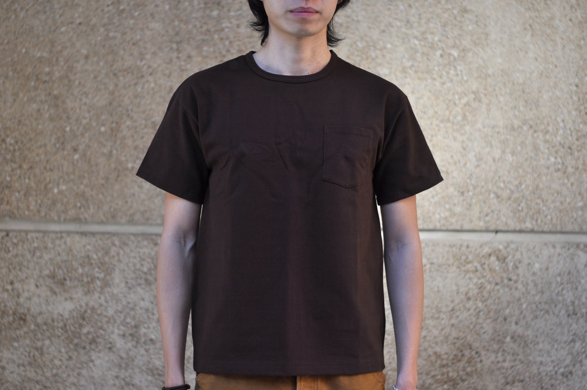 Boncoura 10oz Ultra Heavy Loopwheeled Pocket Tee (Brown)
