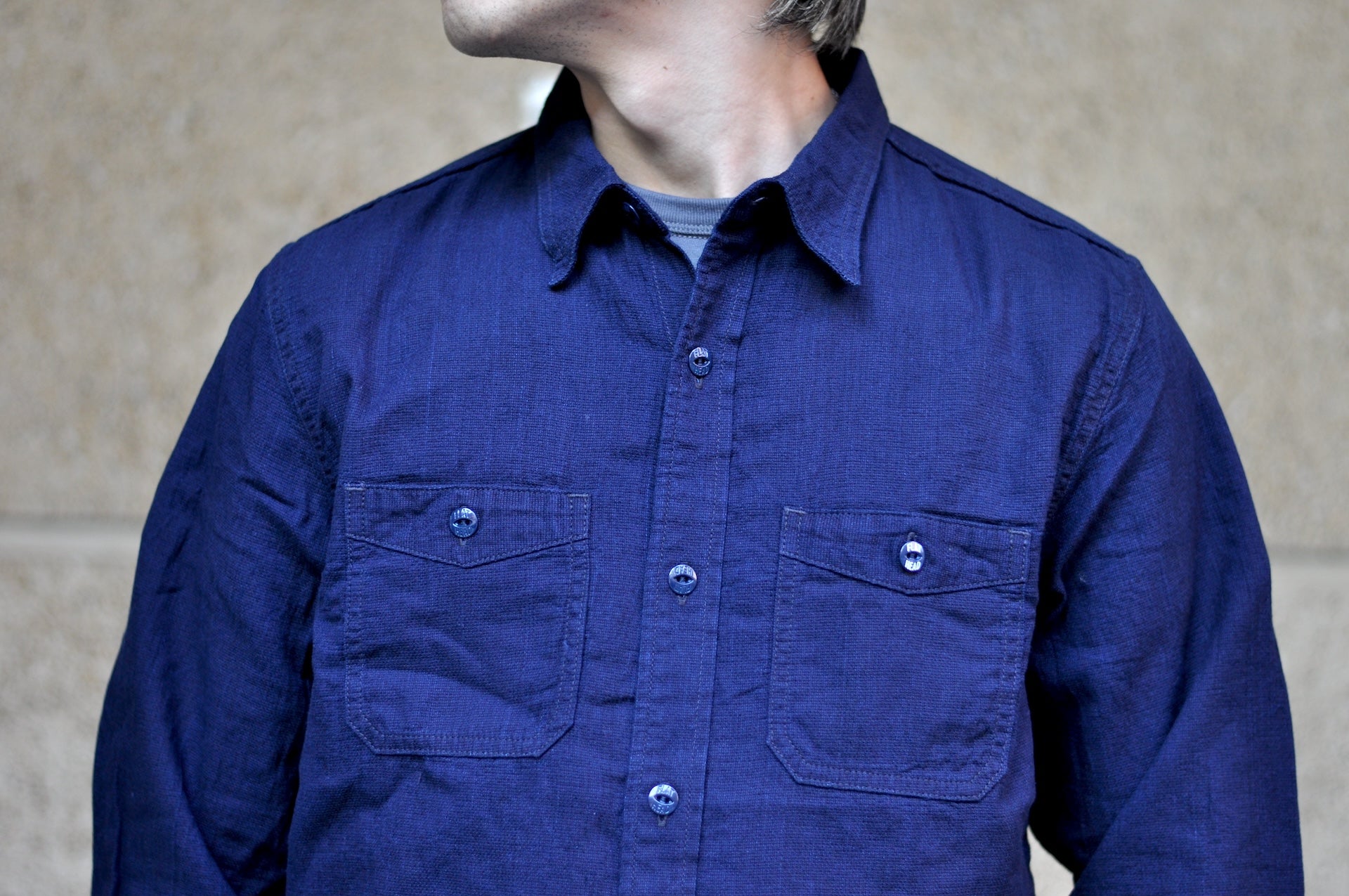 The Flat Head Indigo Dyed Selvage Dobby Work Shirt