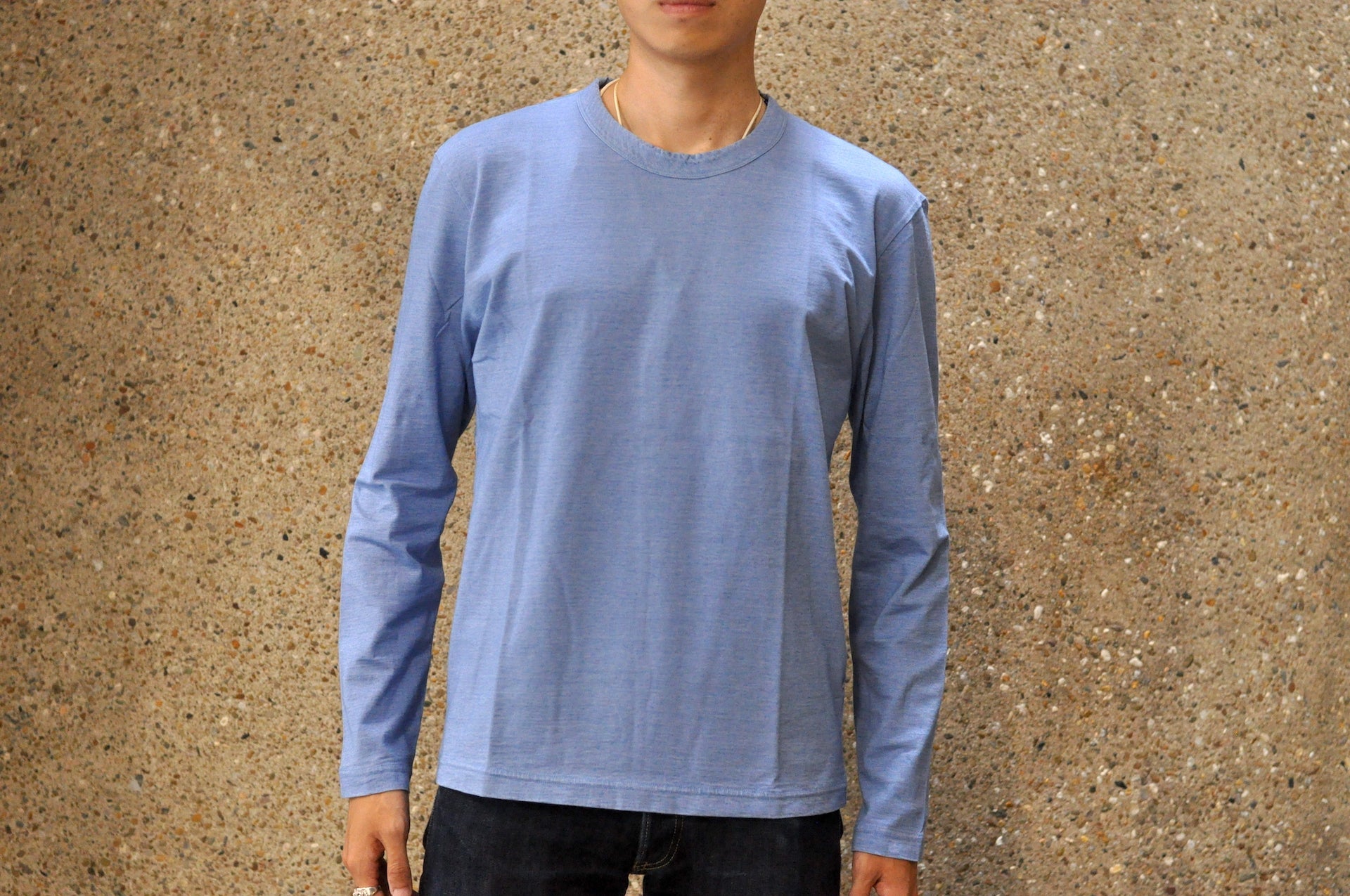 Pure Blue Japan 6.5oz "Signature" Indigo Dyed L/S Tee (Icy Indigo)