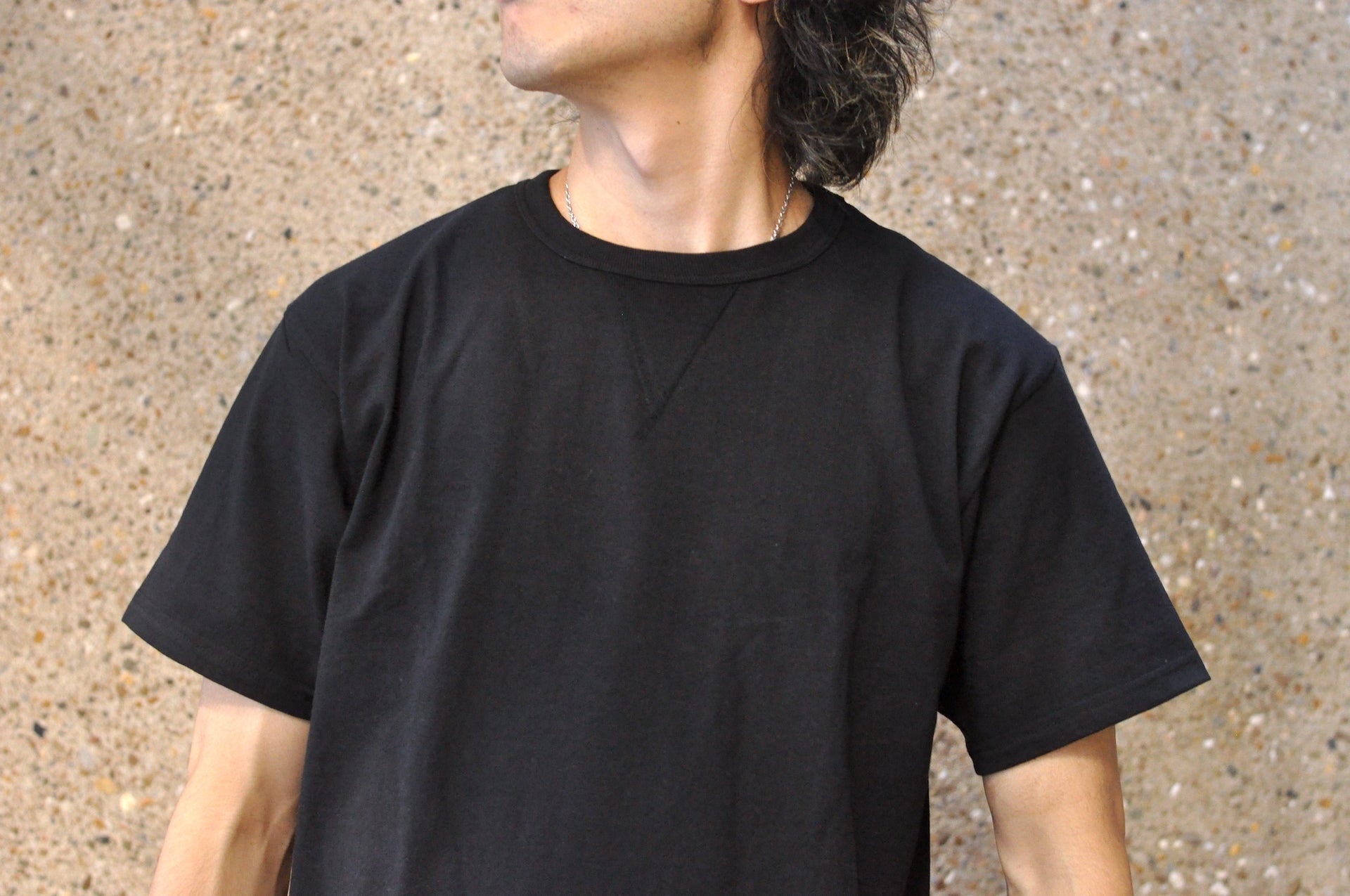 Denime X Warehouse 7oz "V-Inserted Crew Neck" Loopwheeled Tee (Black)