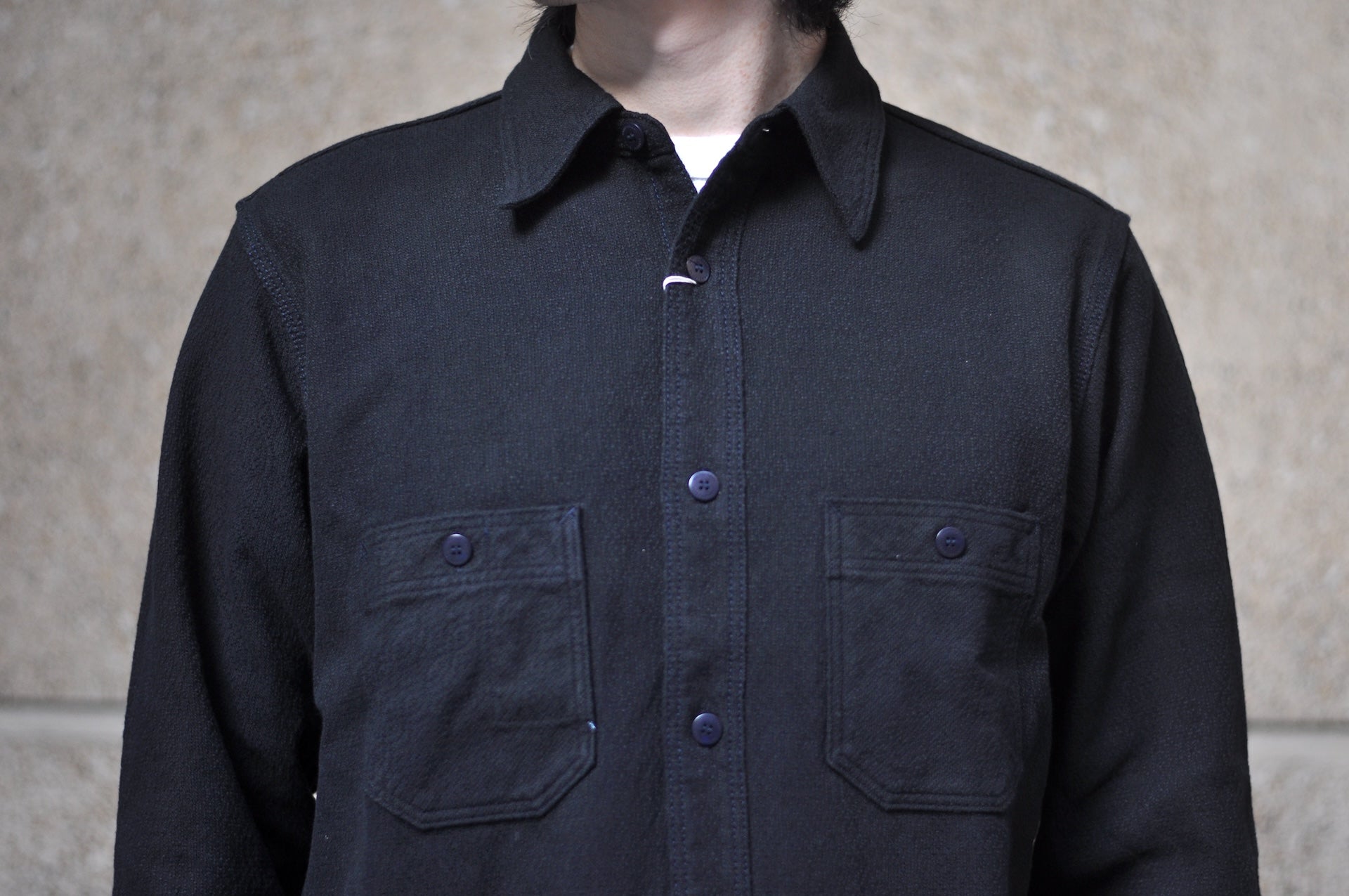 Samurai “Ultimate Black” Sashiko Flannel Workshirt (Oversea Edition)