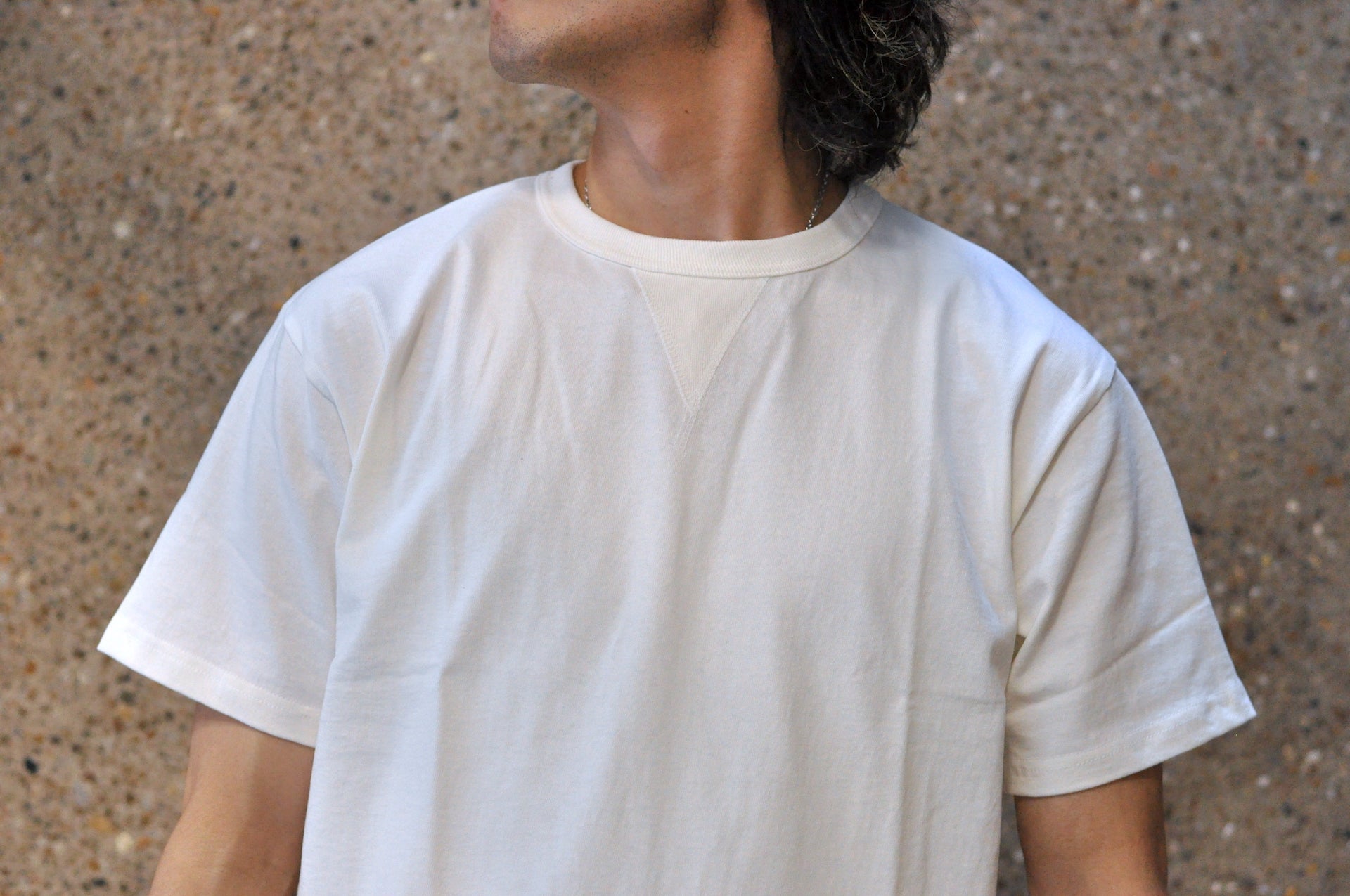 Denime X Warehouse 7oz "V-Inserted Crew Neck" Loopwheeled Tee (Off White)