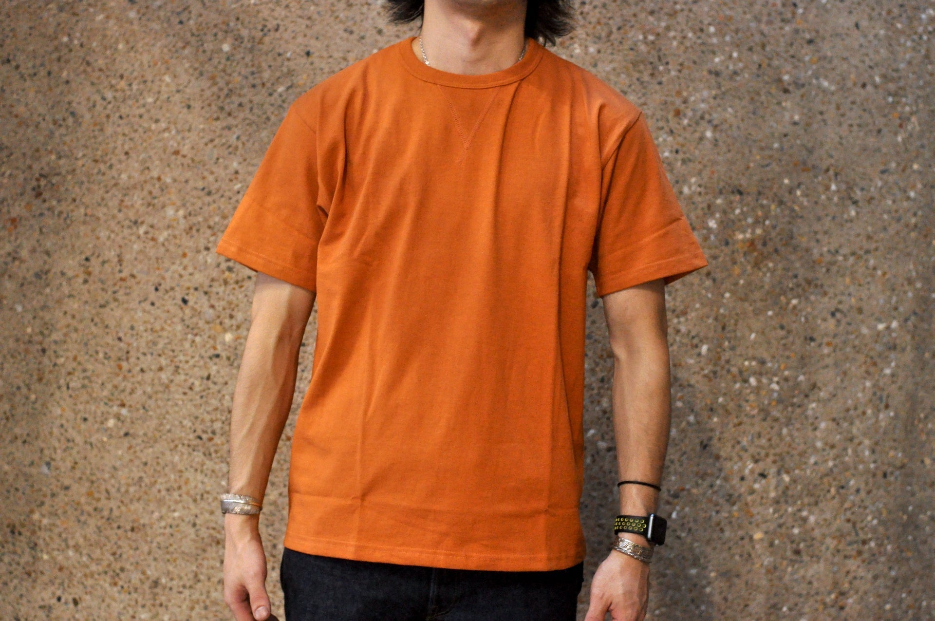 Denime X Warehouse 7oz "V-Inserted Crew Neck" Loopwheeled Tee (Brick)