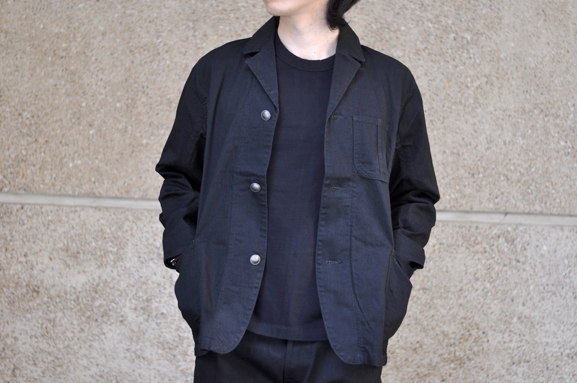 Pure Blue Japan 11oz Stretch Denim Tailored Jacket (Black)