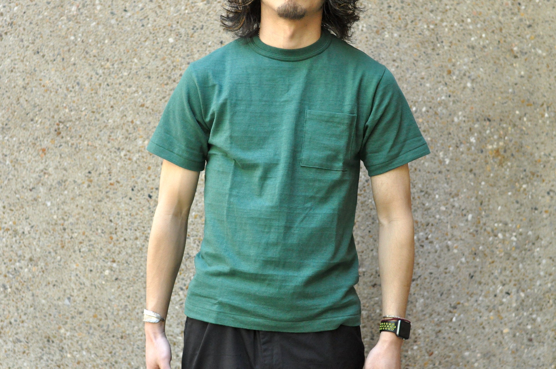 Warehouse 5.5oz "Bamboo Textured" Pocket Tee (Dark Green)