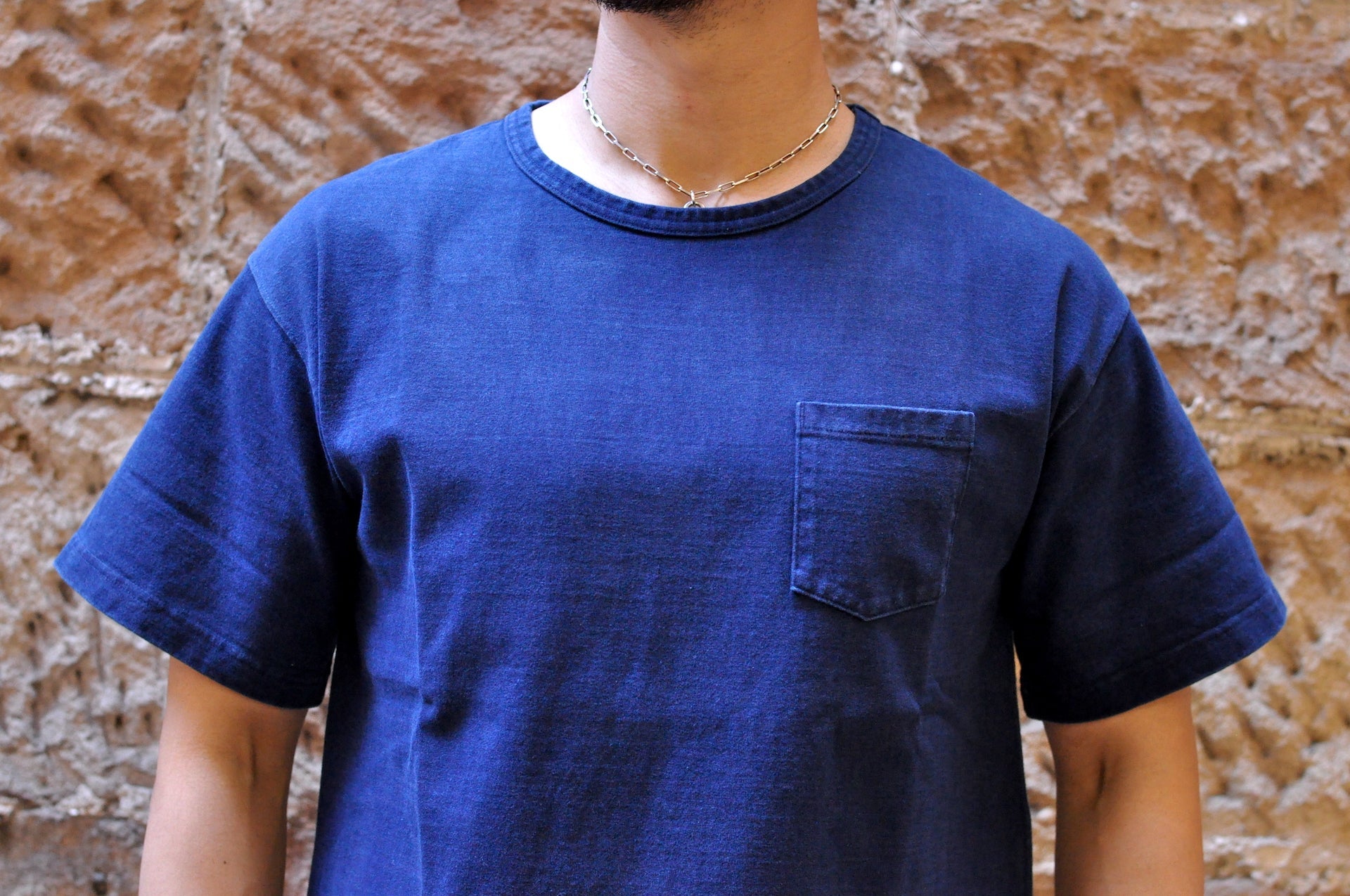 Boncoura 10oz Ultra heavy Loopwheeled Pocket Tee (Natural Indigo)