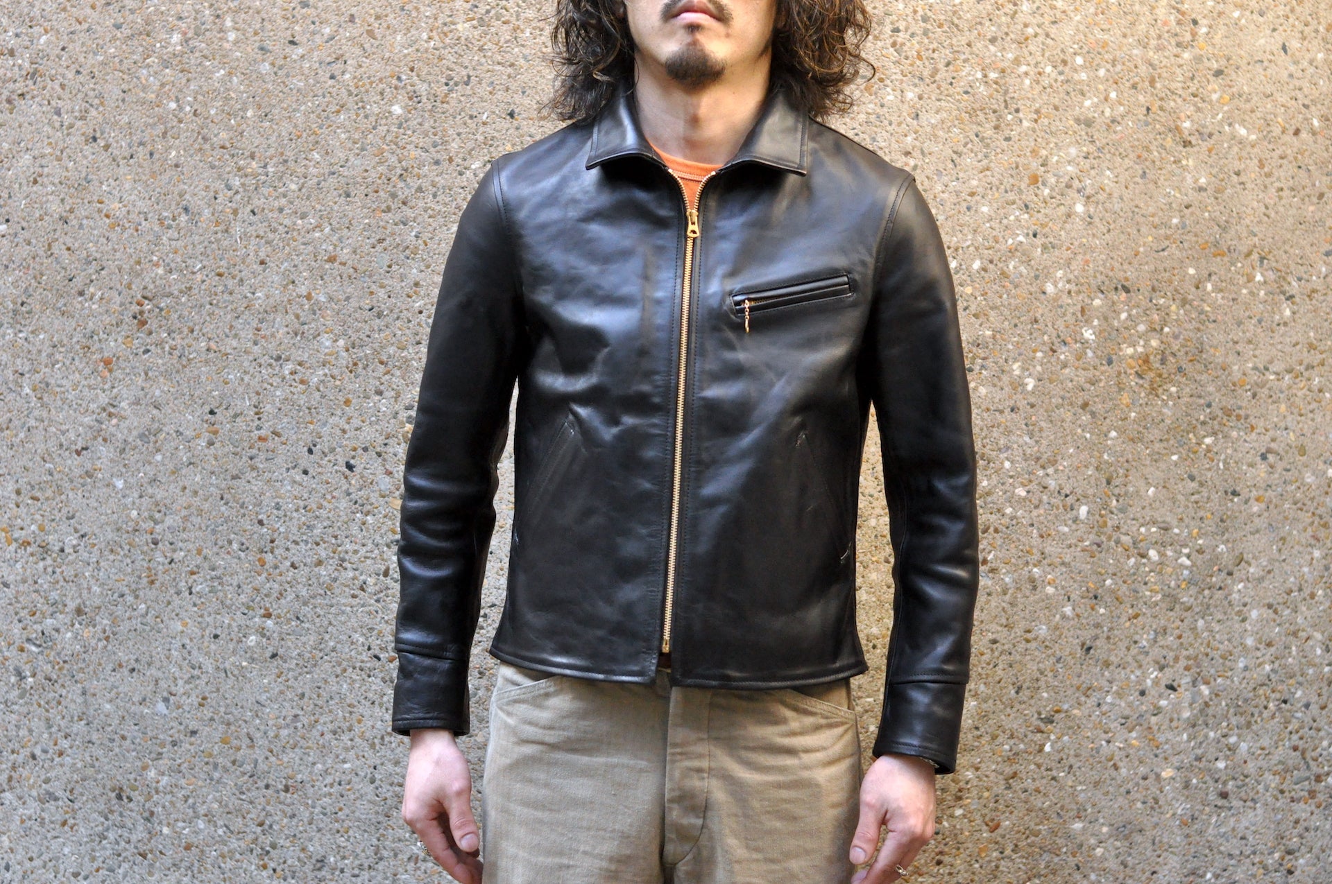 The Flat Head Horsehide 40s Single Sport Jacket (Black Tea-cored)