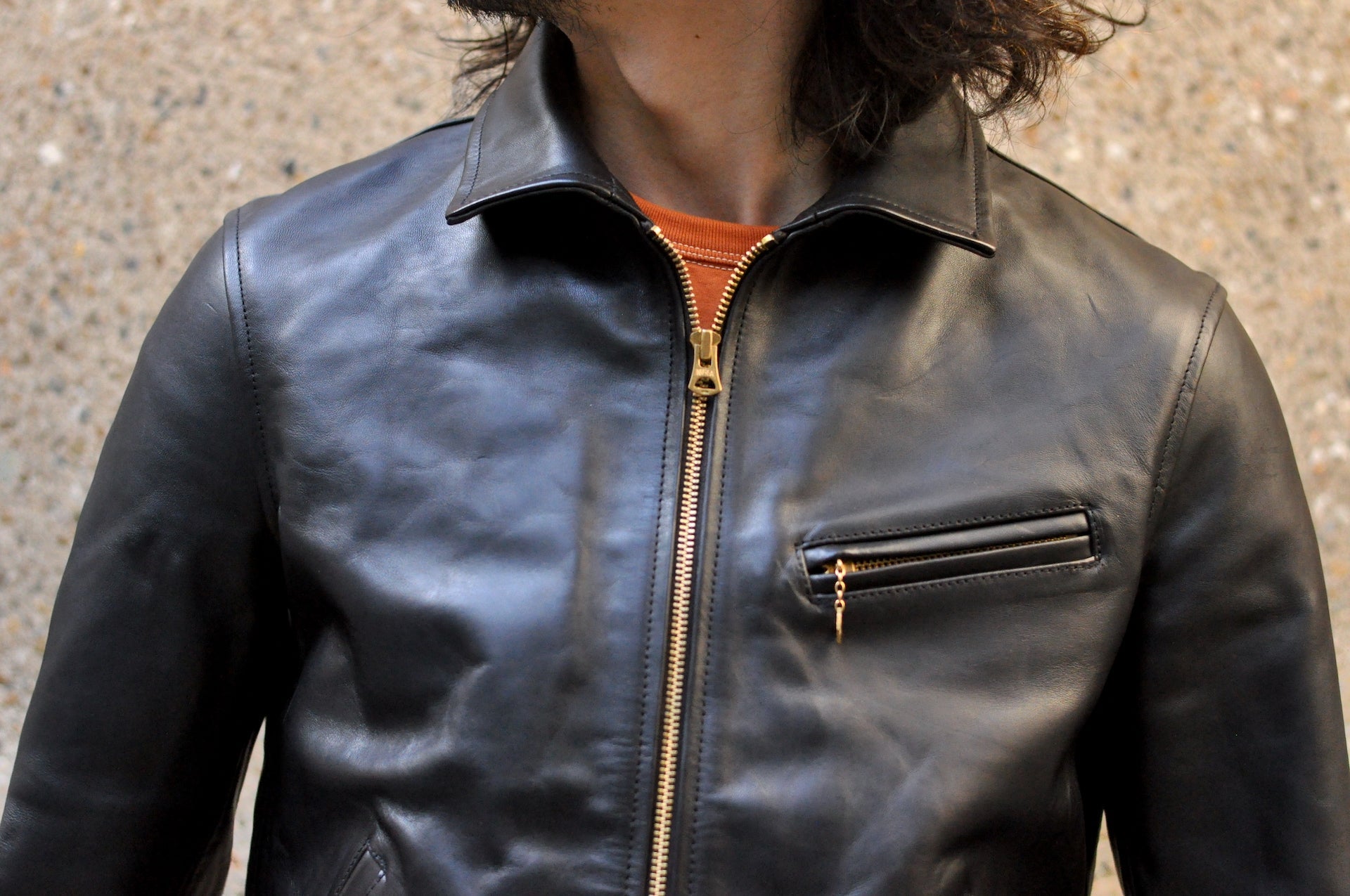 The Flat Head Horsehide 40s Single Sport Jacket (Black Tea-cored)