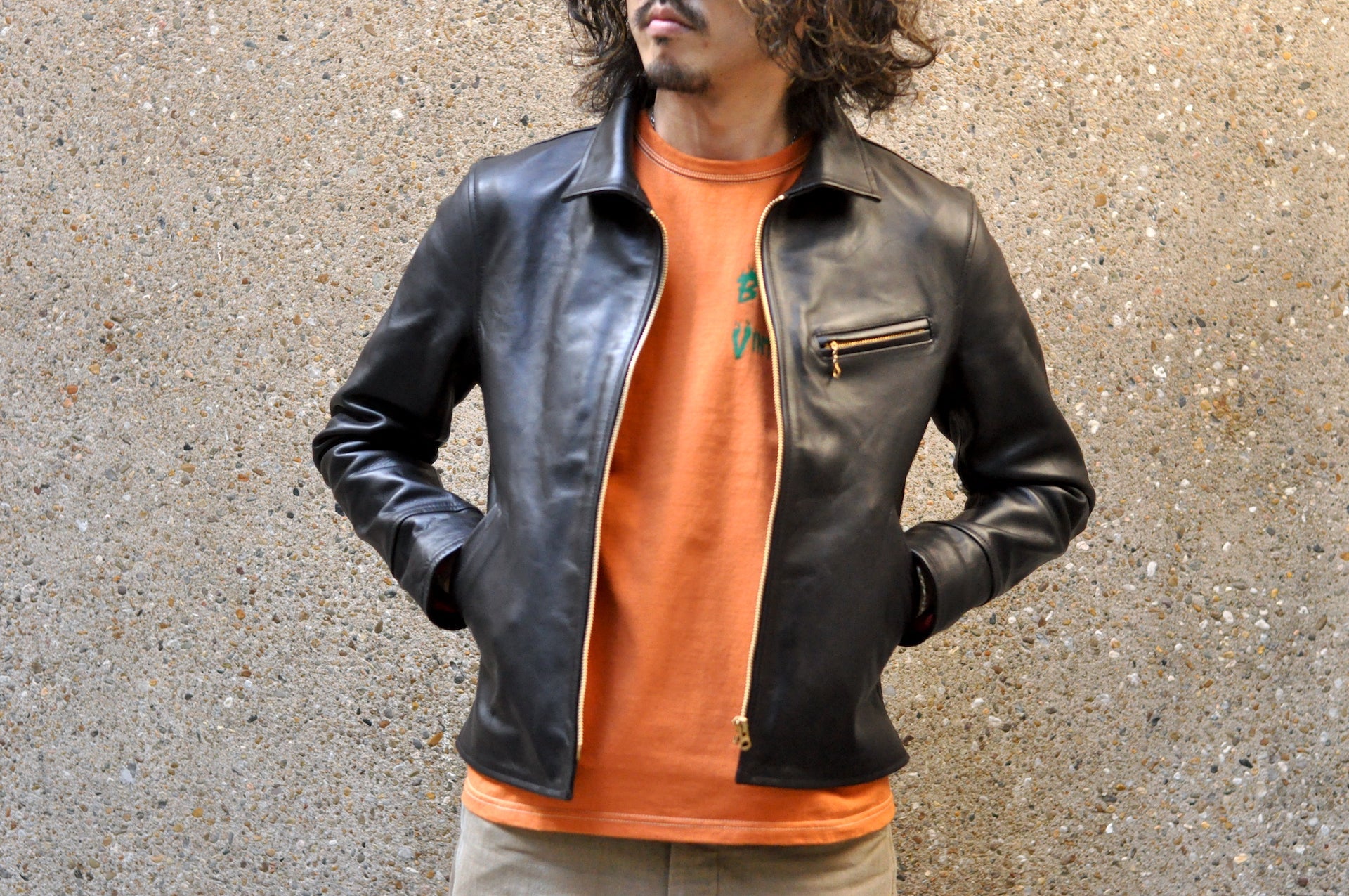 The Flat Head Horsehide 40s Single Sport Jacket (Black Tea-cored)