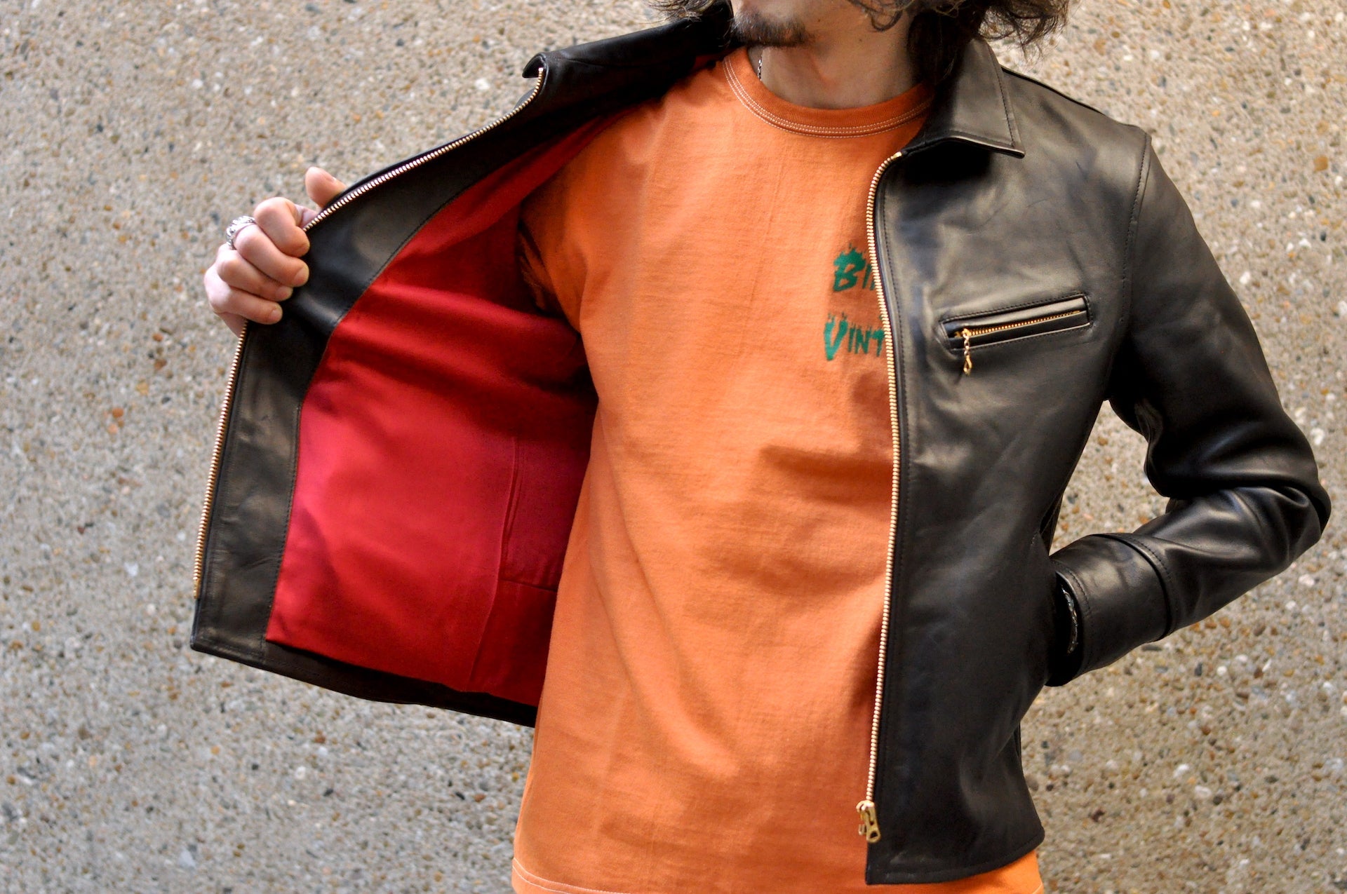 The Flat Head Horsehide 40s Single Sport Jacket (Black Tea-cored)