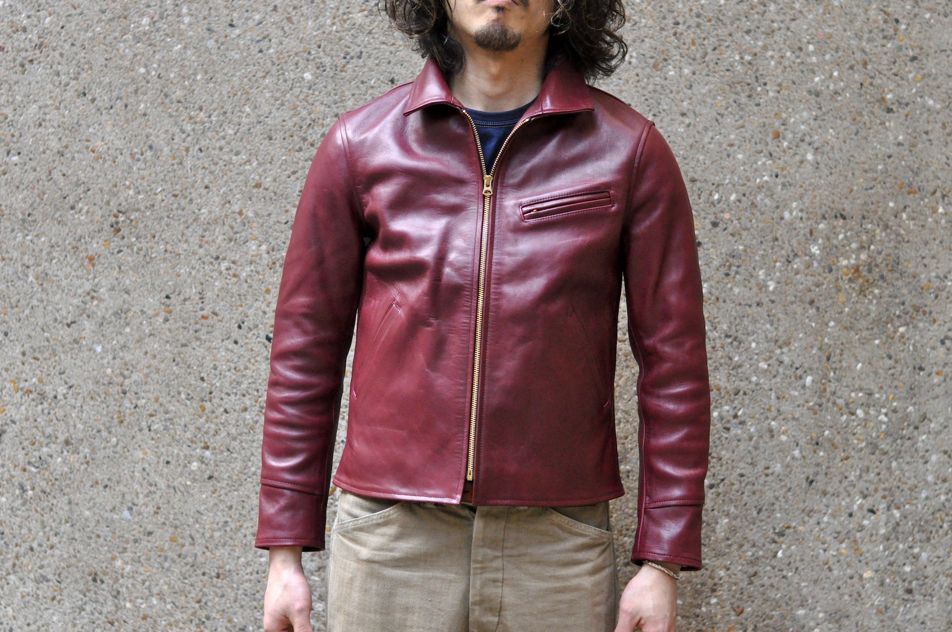 The Flat Head Horsehide 40s Single Sport Jacket (Wine Tea-cored)