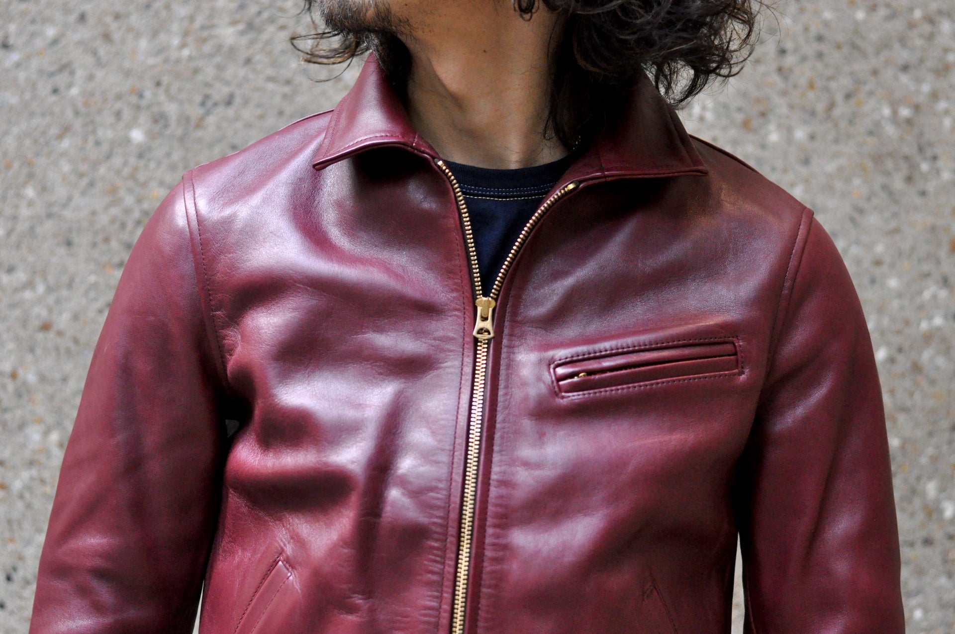 The Flat Head Horsehide 40s Single Sport Jacket (Wine Tea-cored)