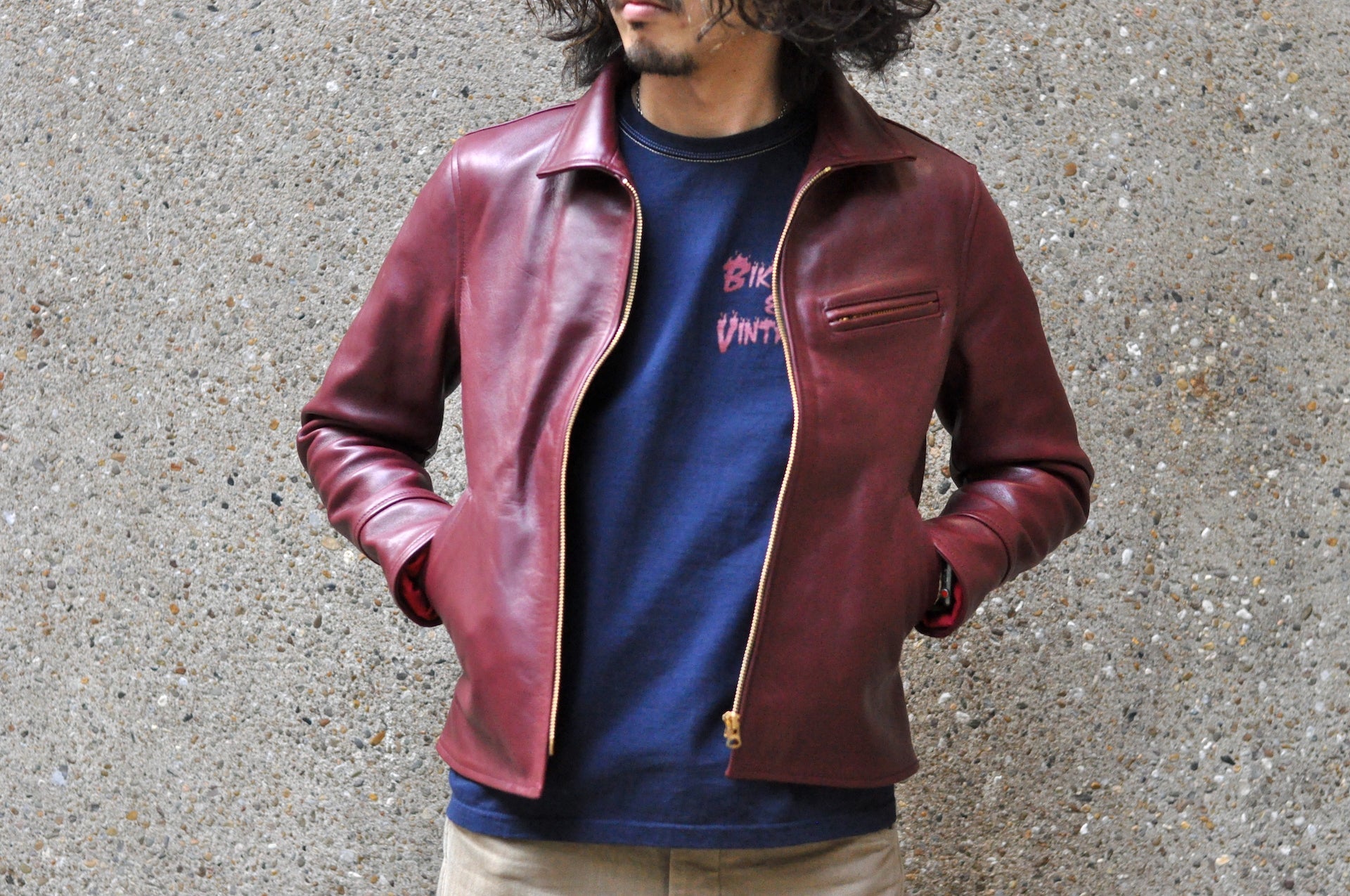 The Flat Head Horsehide 40s Single Sport Jacket (Wine Tea-cored)