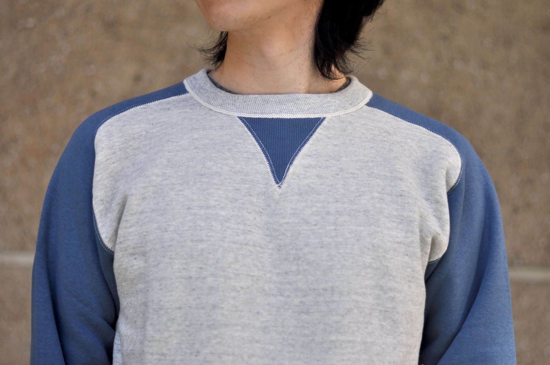 John Gluckow X Warehouse Co. 10oz Loopwheeled "Two-Toned Freedom" Sweatshirt (Oatmeal x Navy)