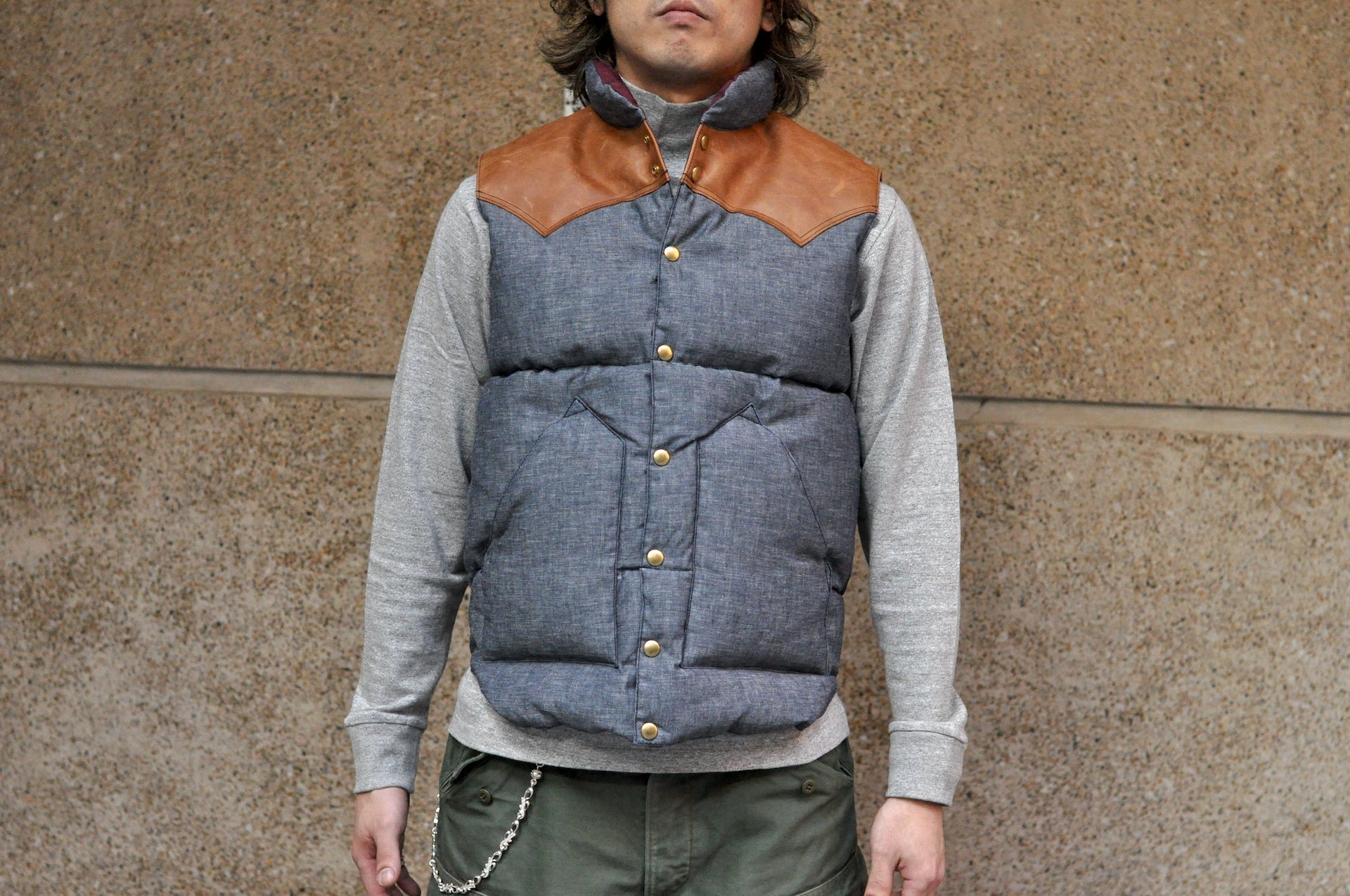 Warehouse X Rocky Mountain Indigo Chambray Down Vest