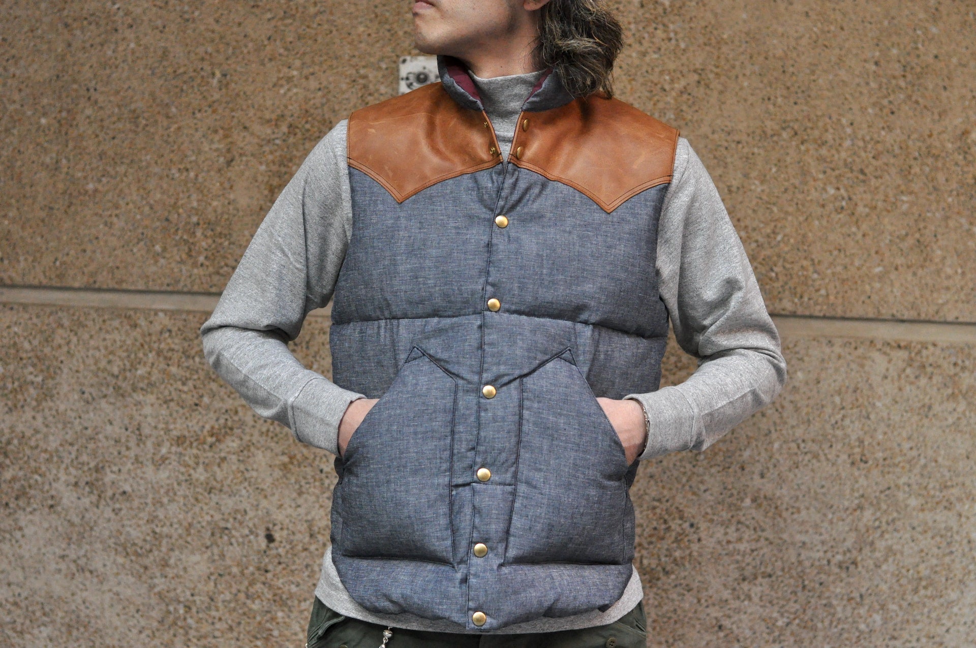 Warehouse X Rocky Mountain Indigo Chambray Down Vest