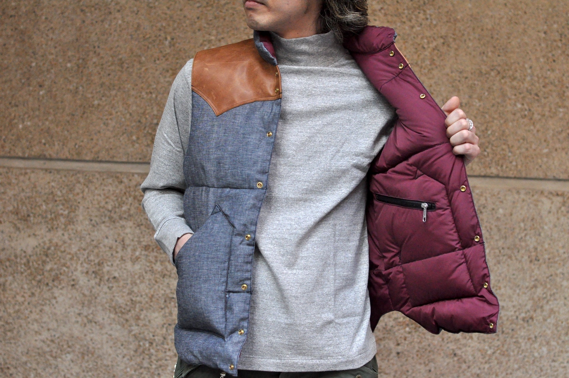 Warehouse X Rocky Mountain Indigo Chambray Down Vest