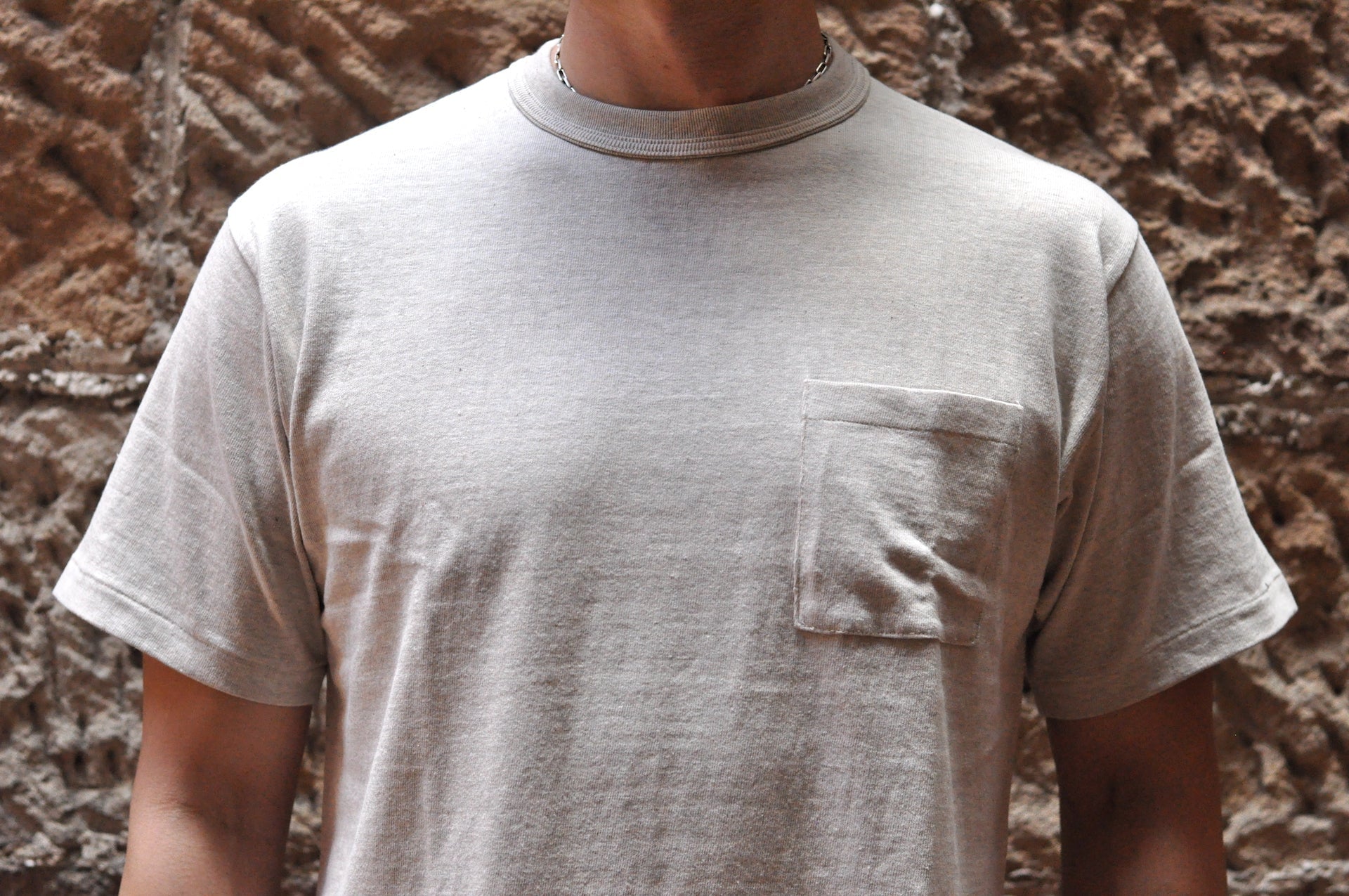 Warehouse 5.5oz "Bamboo Textured" Pocket Tee (Oatmeal)