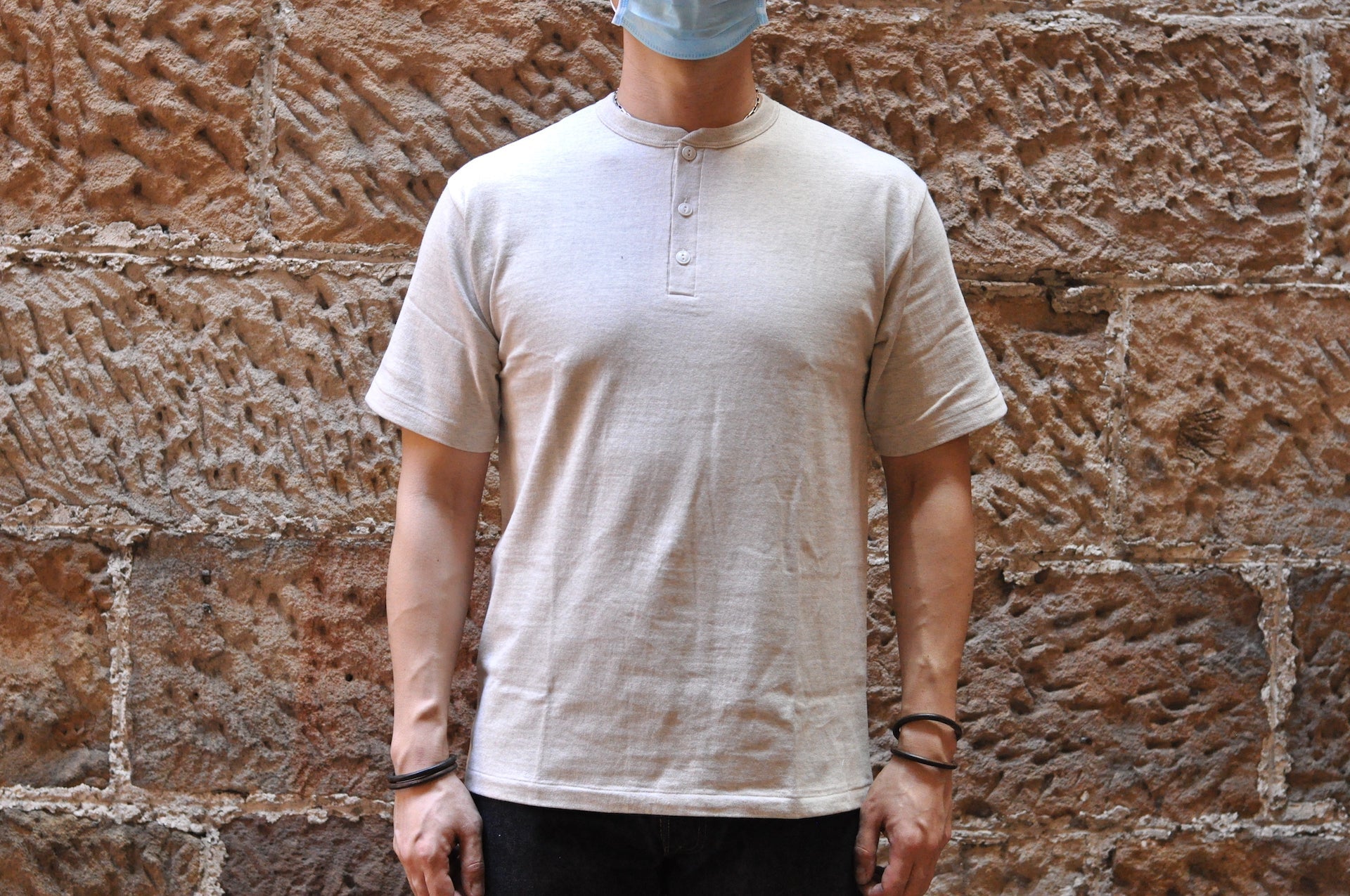 Warehouse 5.5oz "Bamboo Textured" Henley Tee (Oatmeal)