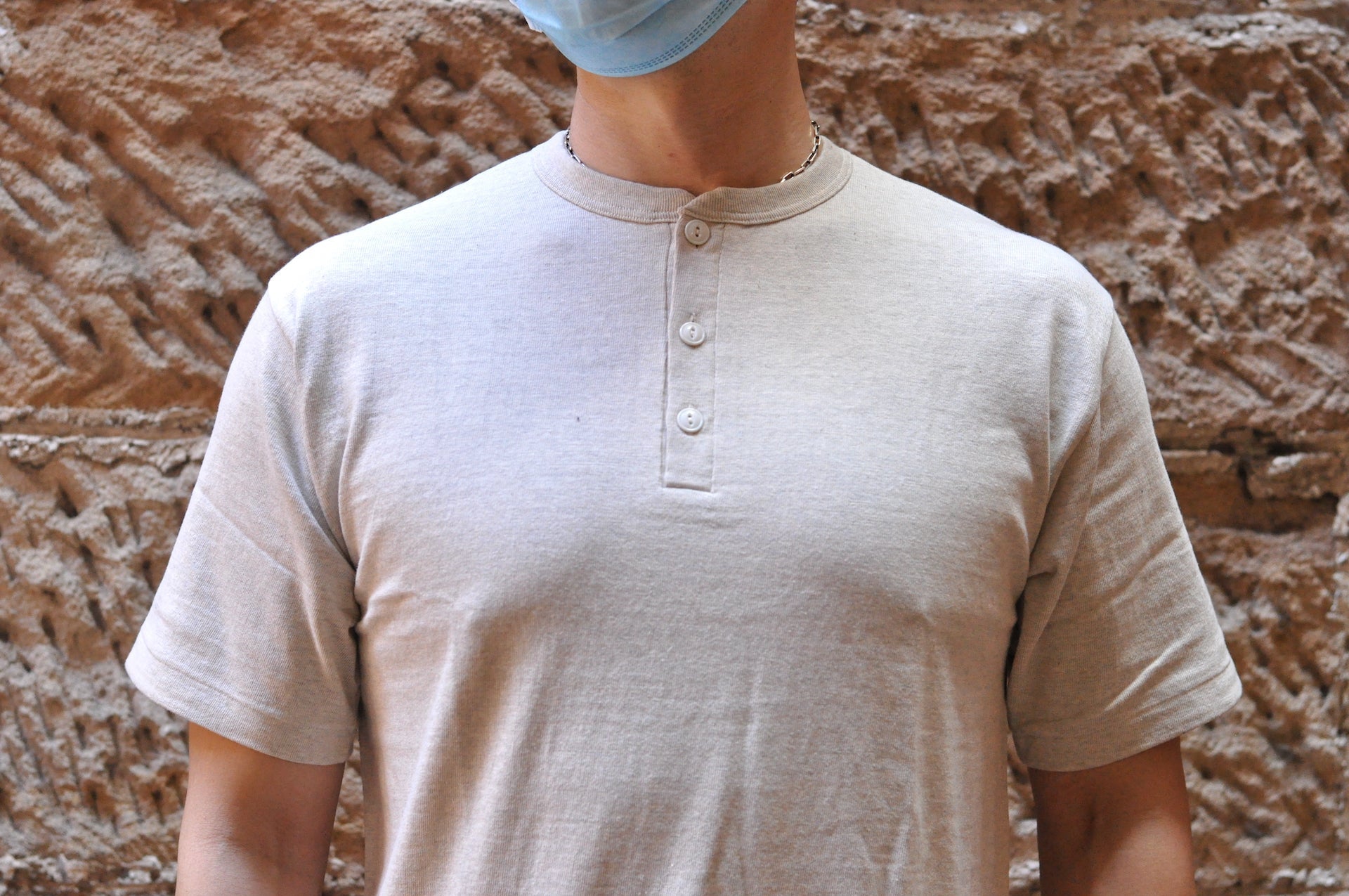 Warehouse 5.5oz "Bamboo Textured" Henley Tee (Oatmeal)