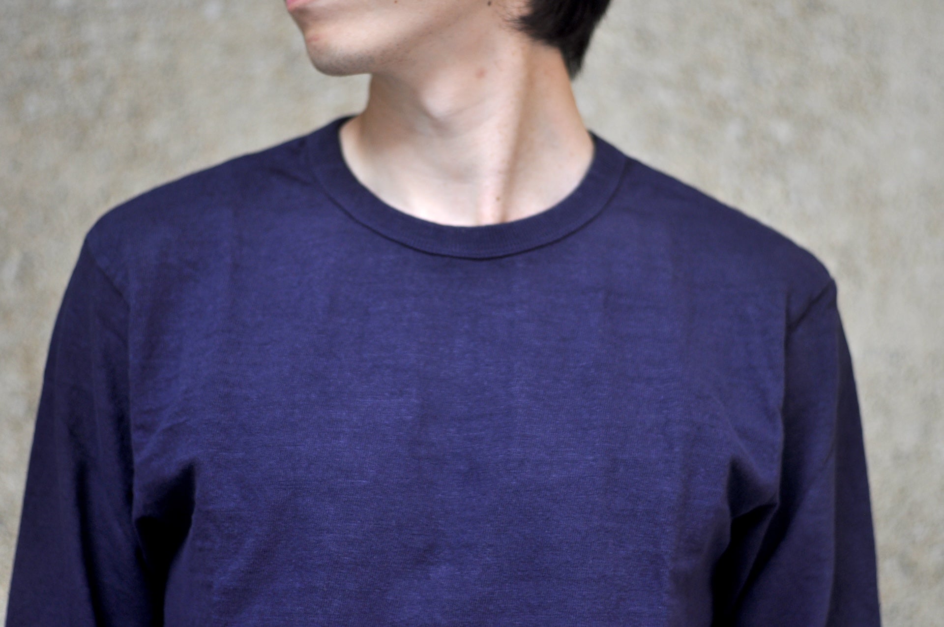 UES 9.5oz "NO.8 Slub Nep" Heavyweight L/S Plain Tee (Eggplant Navy)