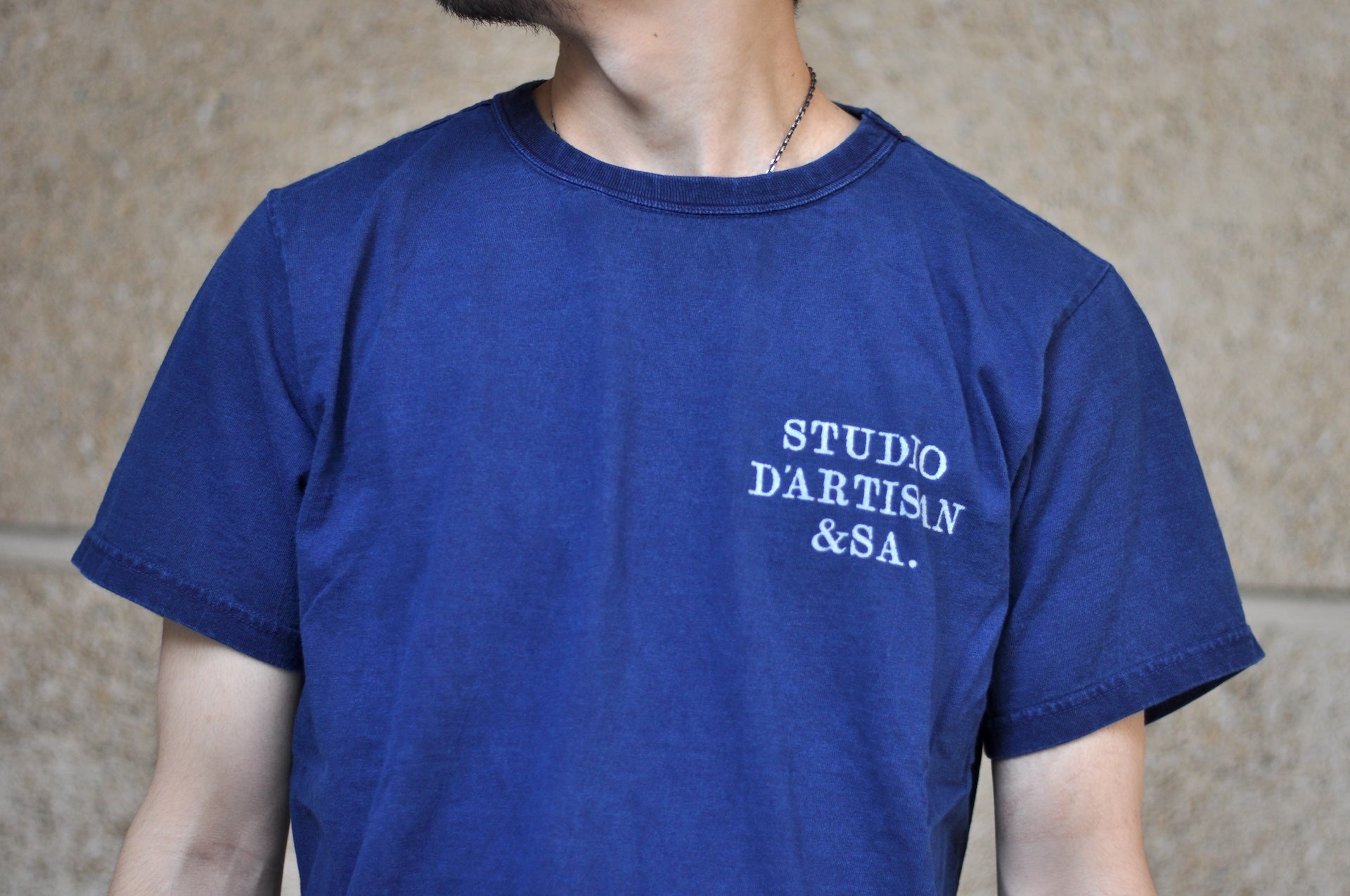 Studio D'Artisan 6oz "Denim Master" Natural Indigo Dyed Tee (Genuine Indigo)