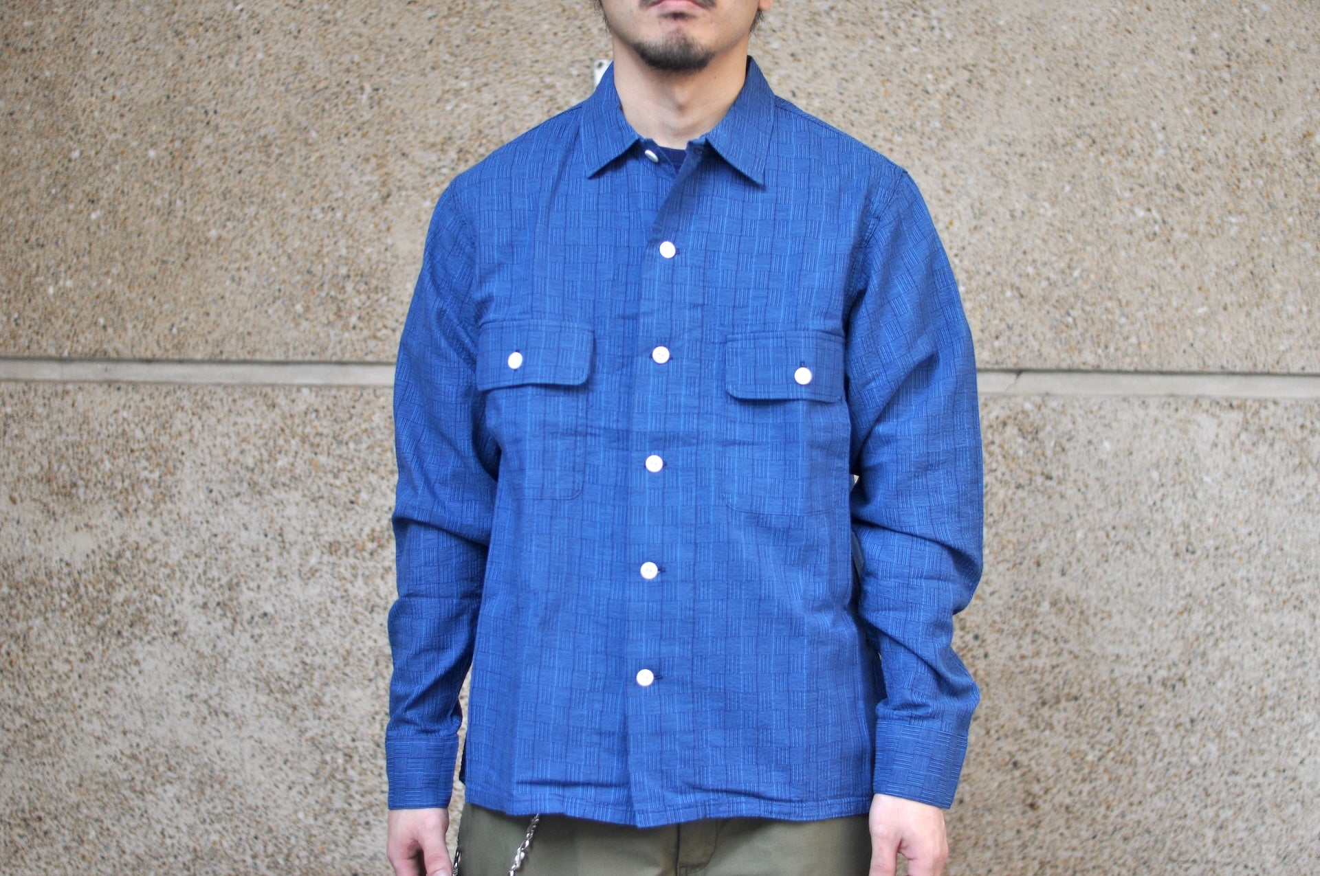 Studio D'Artisan Lightweight "Shijira Awa-Ai" Natural Indigo Dyed Workshirt (Drywood)