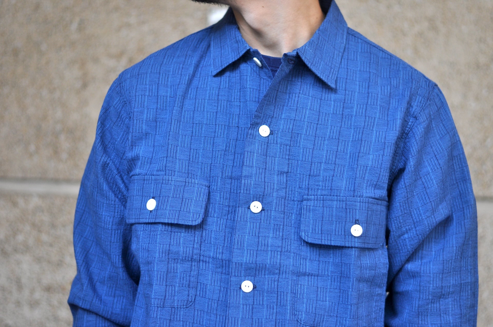 Studio D'Artisan Lightweight "Shijira Awa-Ai" Natural Indigo Dyed Workshirt (Drywood)