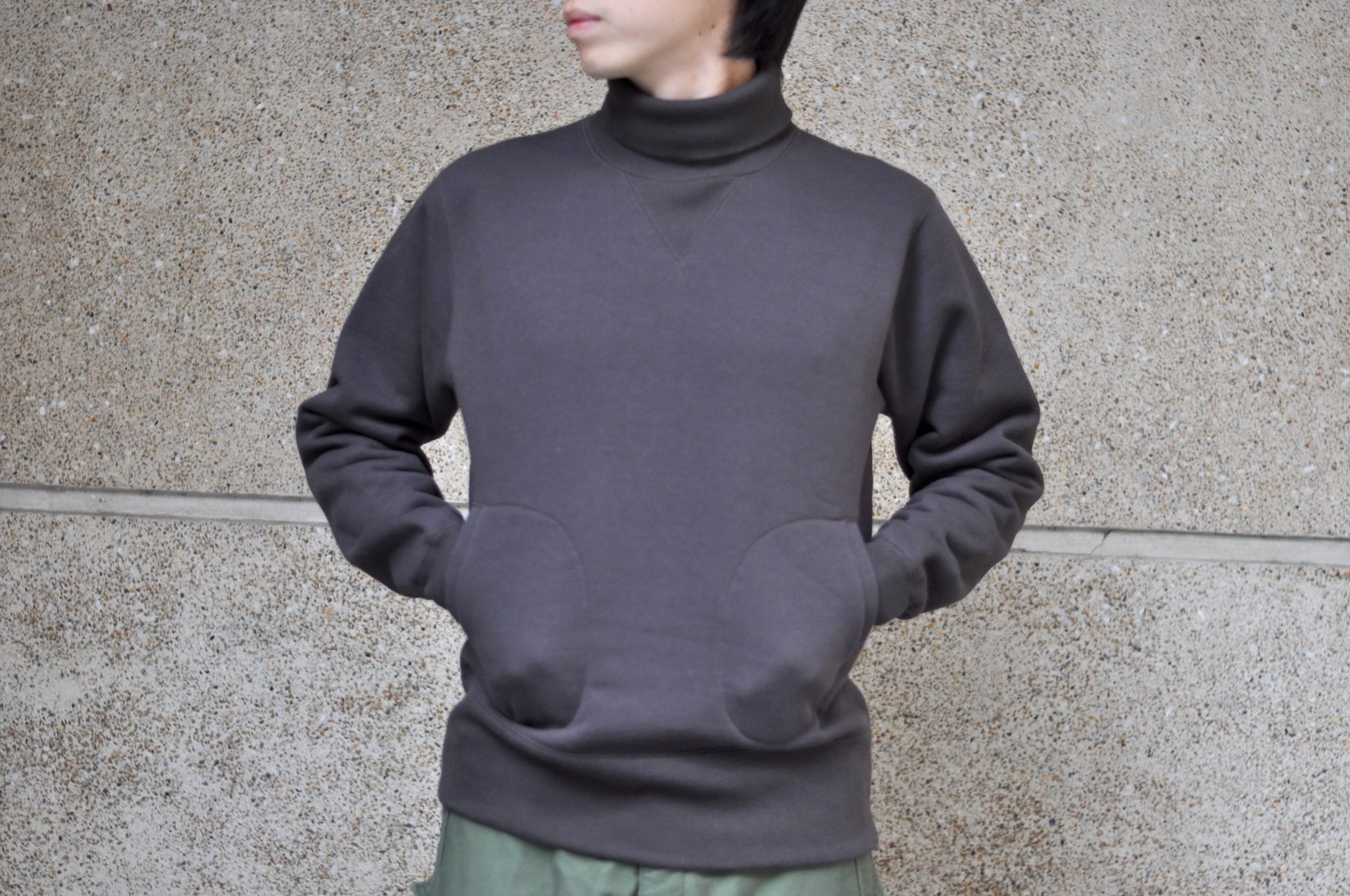 Freewheelers 12oz "Turtle Neck" Loopwheeled Sweatshirt (Jet Black)