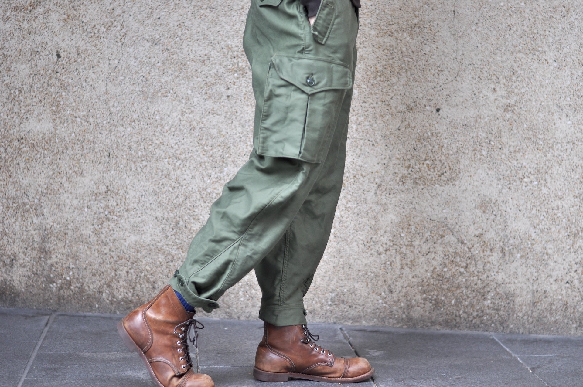 Freewheelers Heavyweight Moleskin "Ground Crew" Trousers (Olive Green)