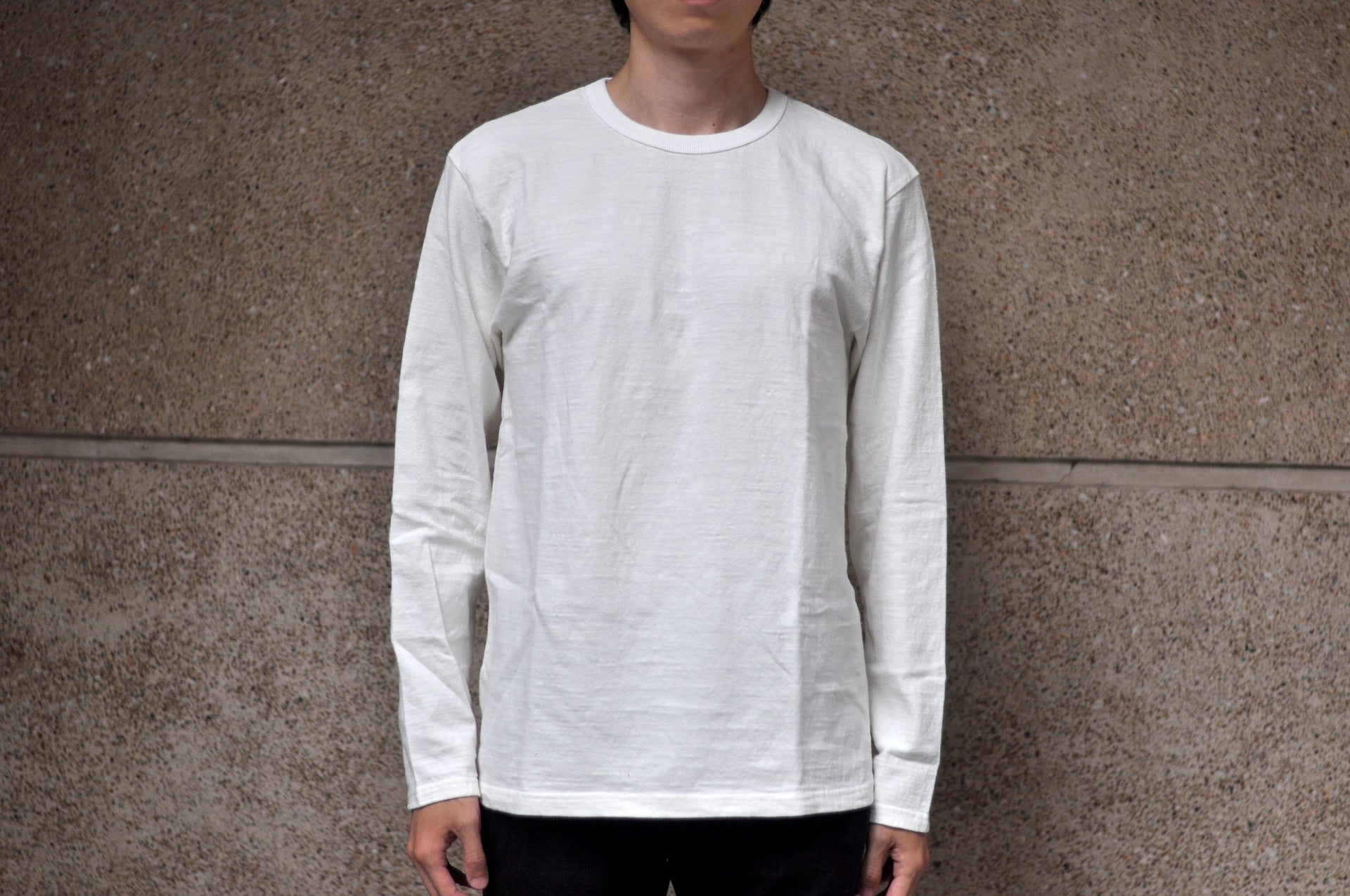 UES 9.5oz "NO.8 Slub Nep" Heavyweight L/S Plain Tee (Natural)