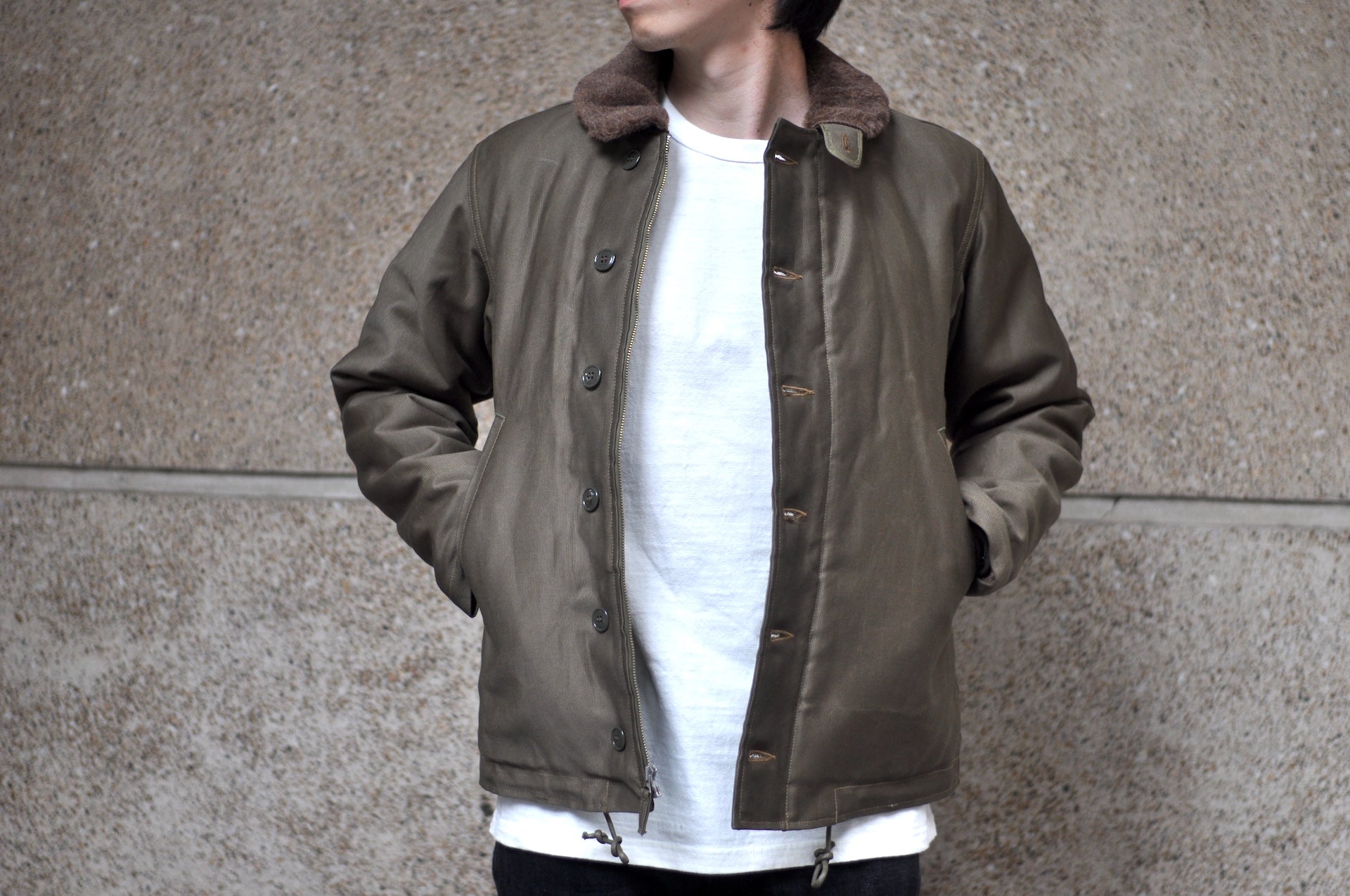 Freewheelers N-1 1940s Naval Deck Jacket (Khaki Green)