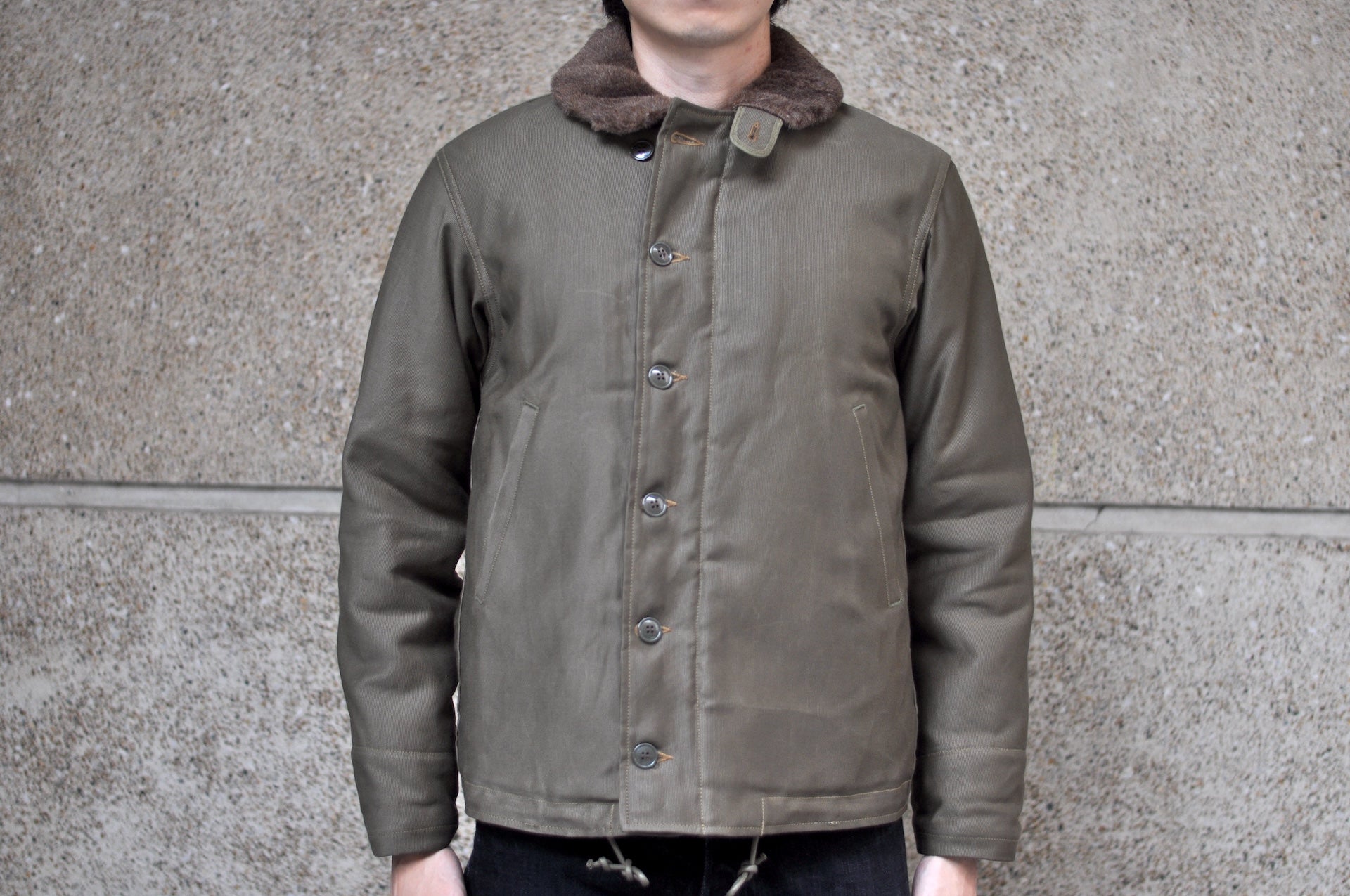 Freewheelers N-1 1940s Naval Deck Jacket (Khaki Green)