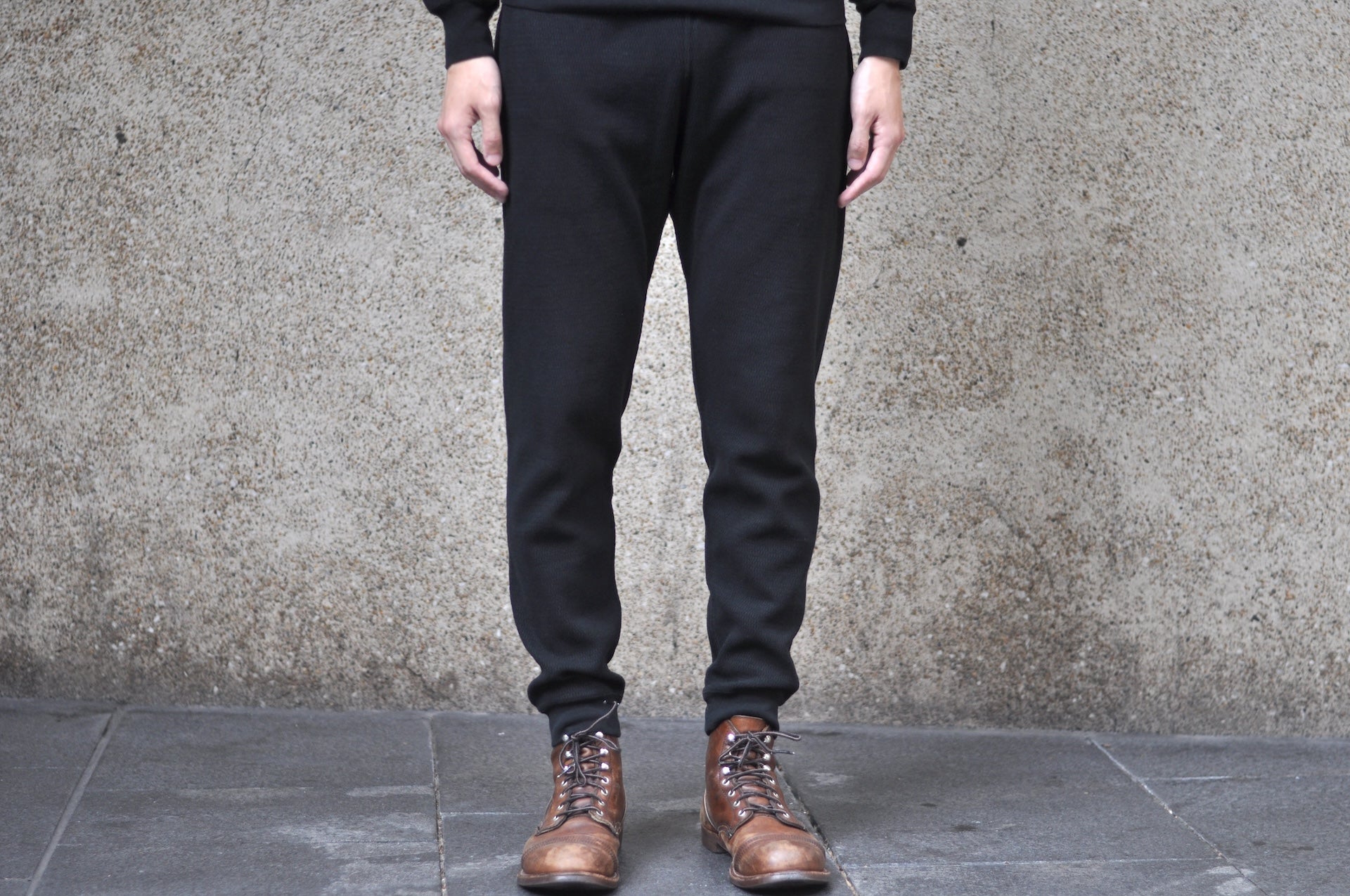 Stevenson Overall Co. Heavyweight Waffle Thermal Sweatpants (Black)