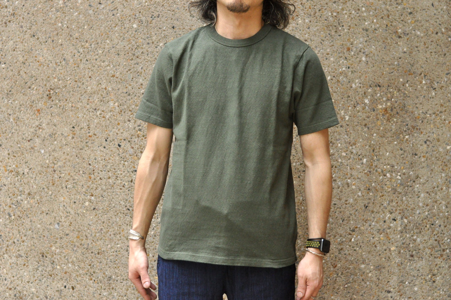 UES 9.5oz "NO.8 Slub Nep" Heavyweight Plain Tee (Dark Green)