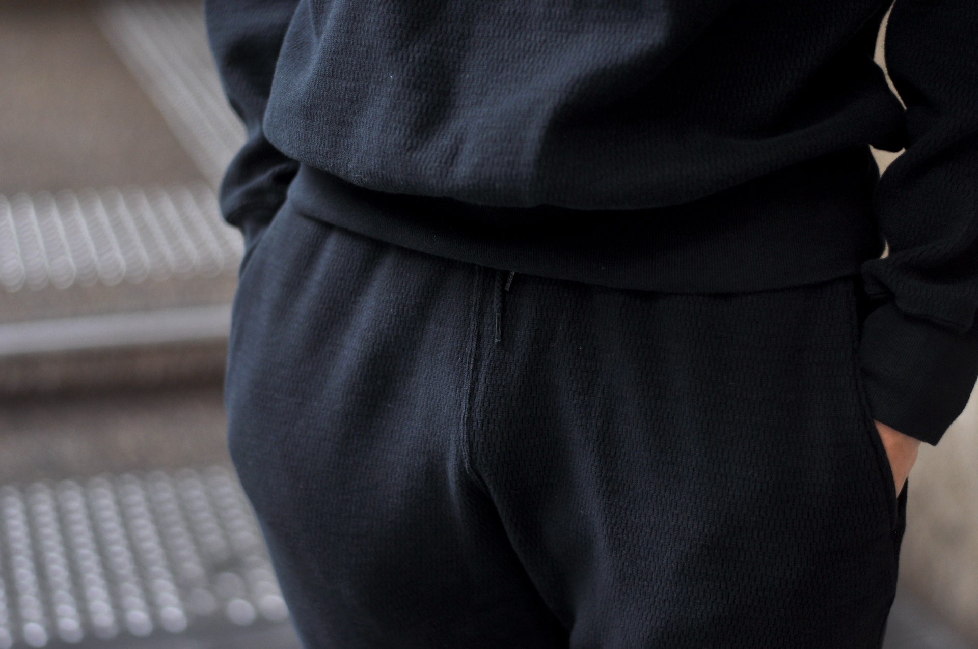 Stevenson Overall Co. Heavyweight Waffle Thermal Sweatpants (Black)