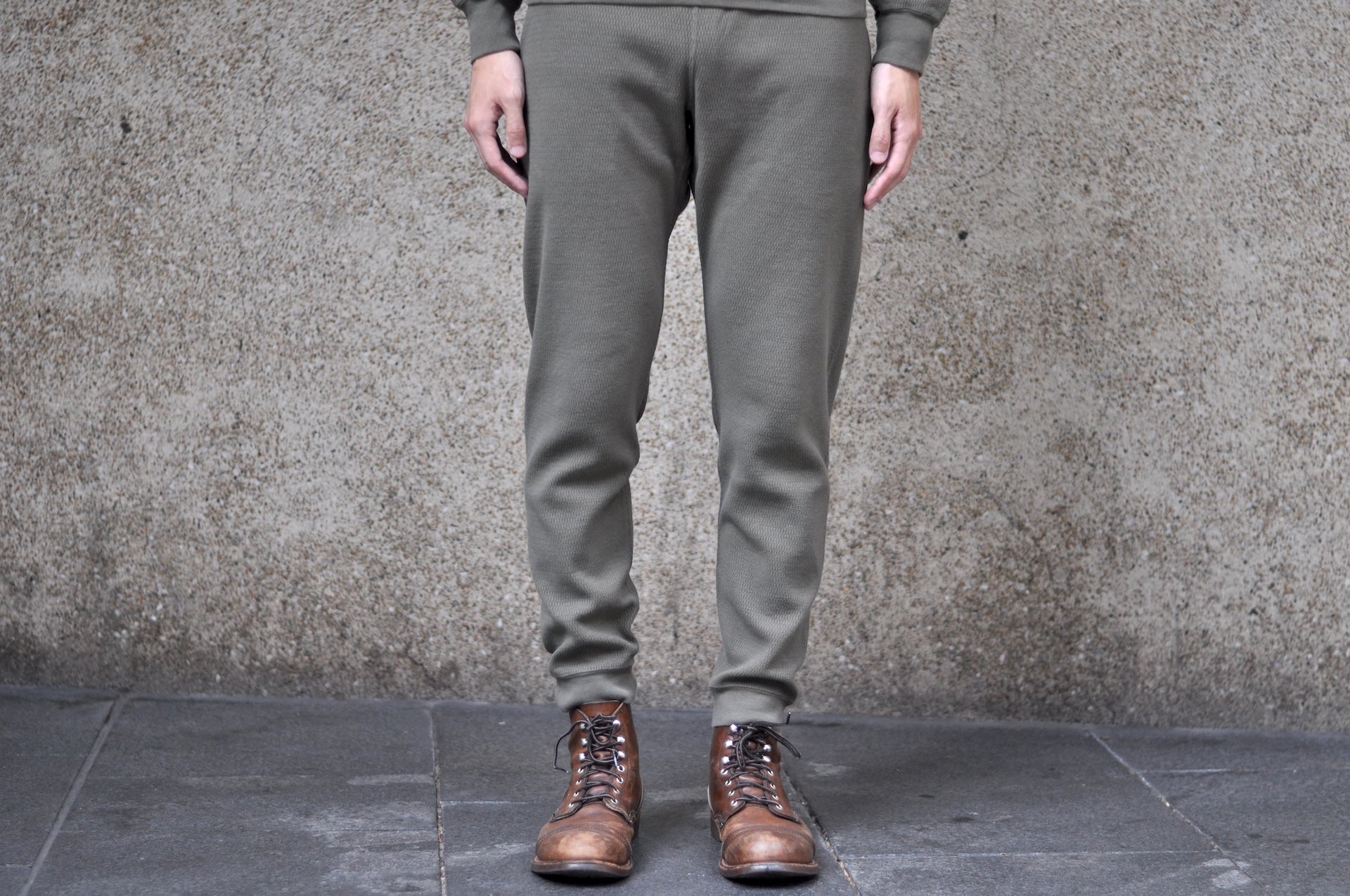 Stevenson Overall Co. Heavyweight Waffle Thermal Sweatpants (Olive)