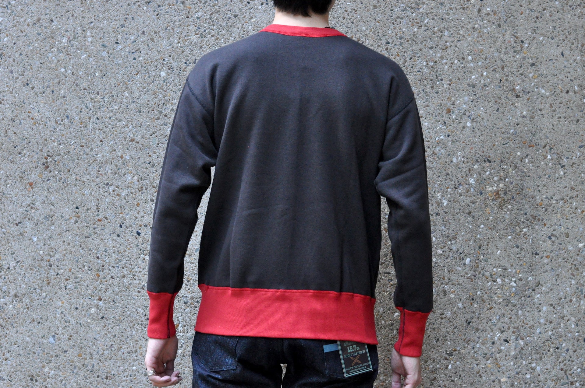 John Gluckow X Warehouse Co. 10oz Loopwheeled 'Two-Tone' Sweatshirt (Black X Red)