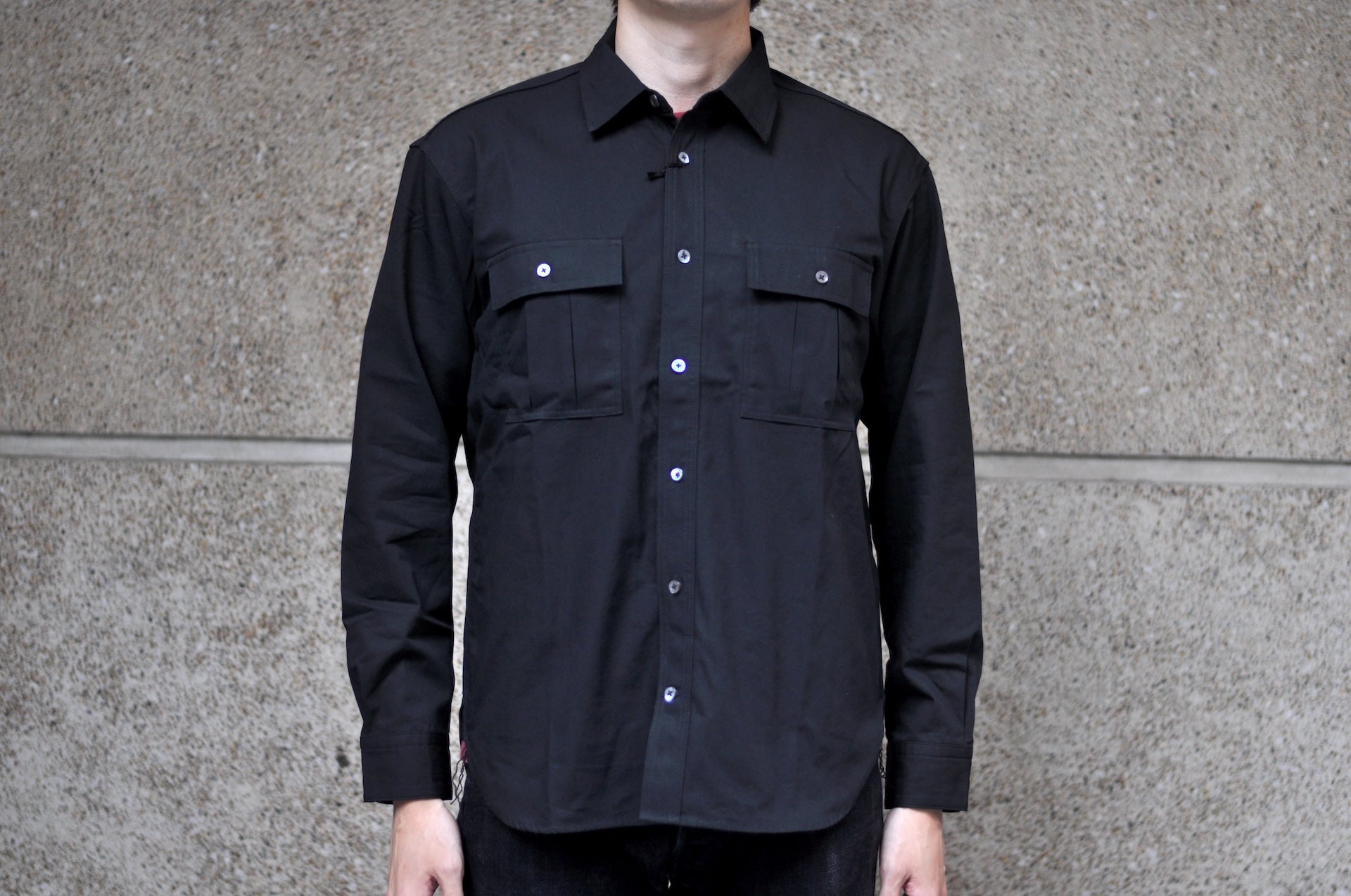 MOMOTARO JEANS 8oz Duck Canvas Military Style Workshirt (Black)