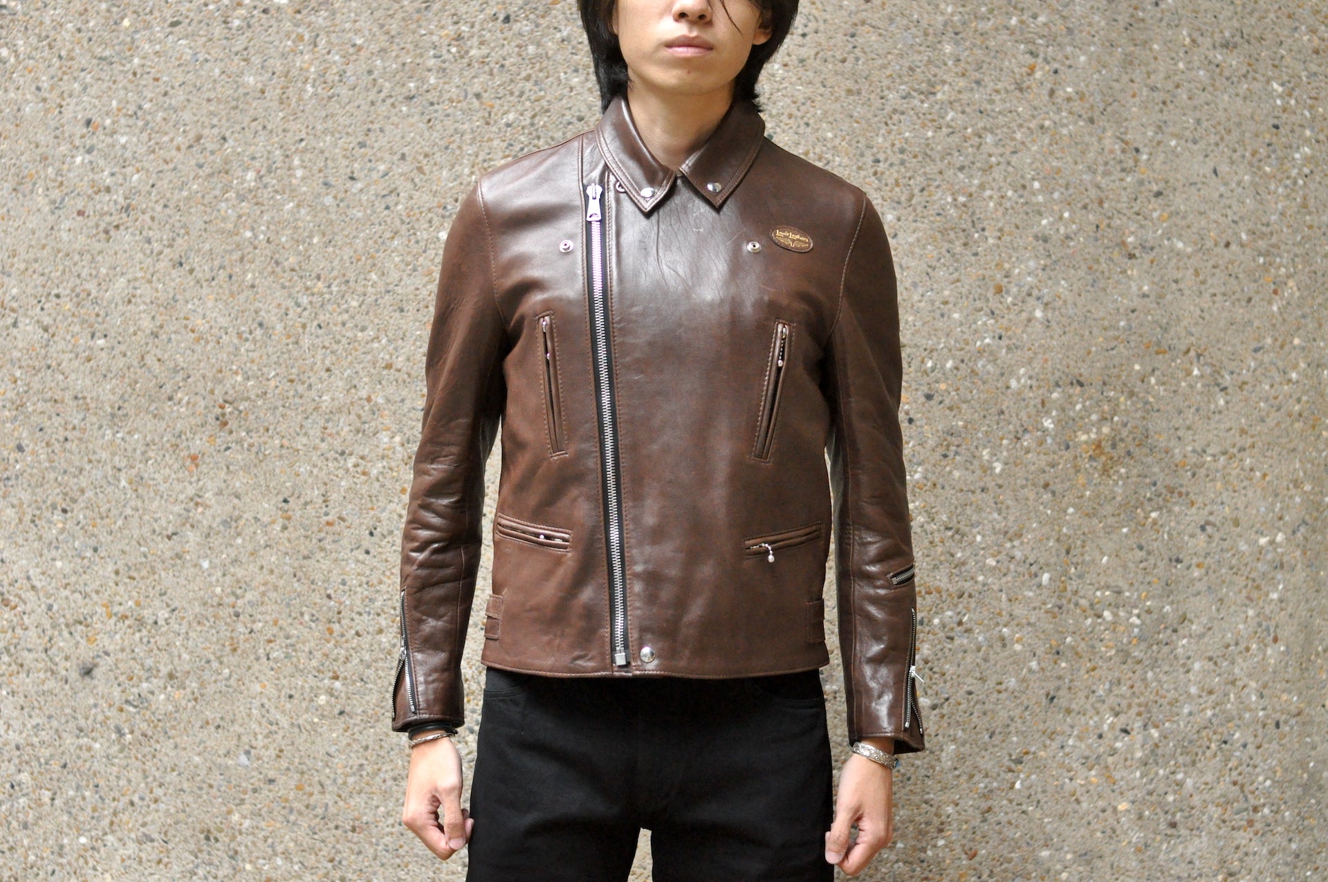 Lewis Leathers Dark Brown Sheepskin ‘Lightning' 402T Jacket (Tight fit)